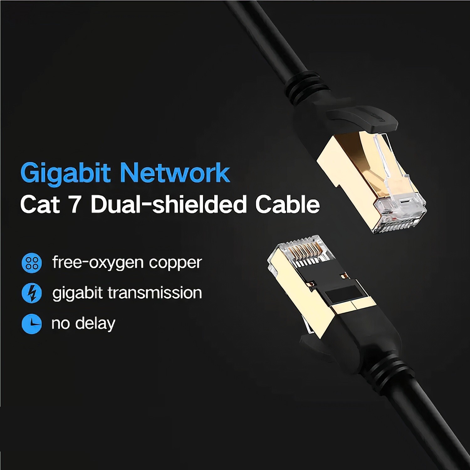 SatelliteSale RJ45 Cat-7 Ethernet Network Internet Cable Black Cord