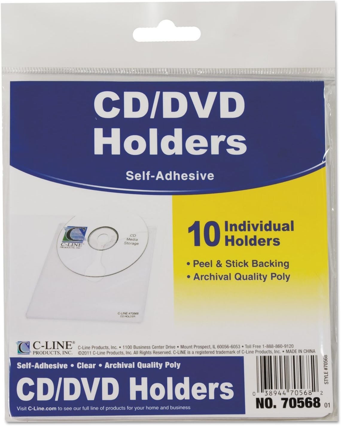 Clear Self-Adhesive CD Holders, Pack of 10, Dust Resistant & Easy Application