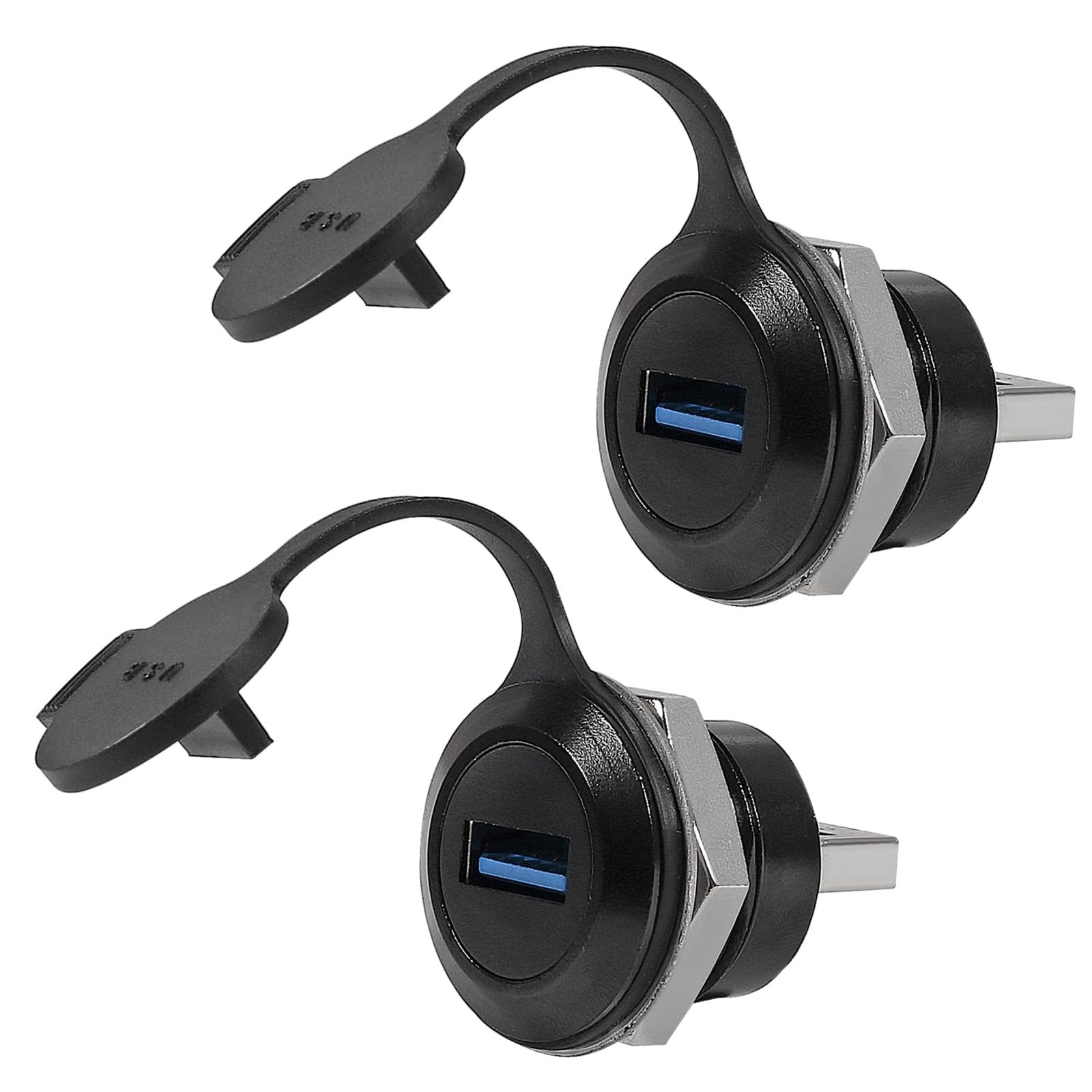 2 PCS USB 3.0 Panel Mount Coupler Waterproof Male To Female Conversion Cap