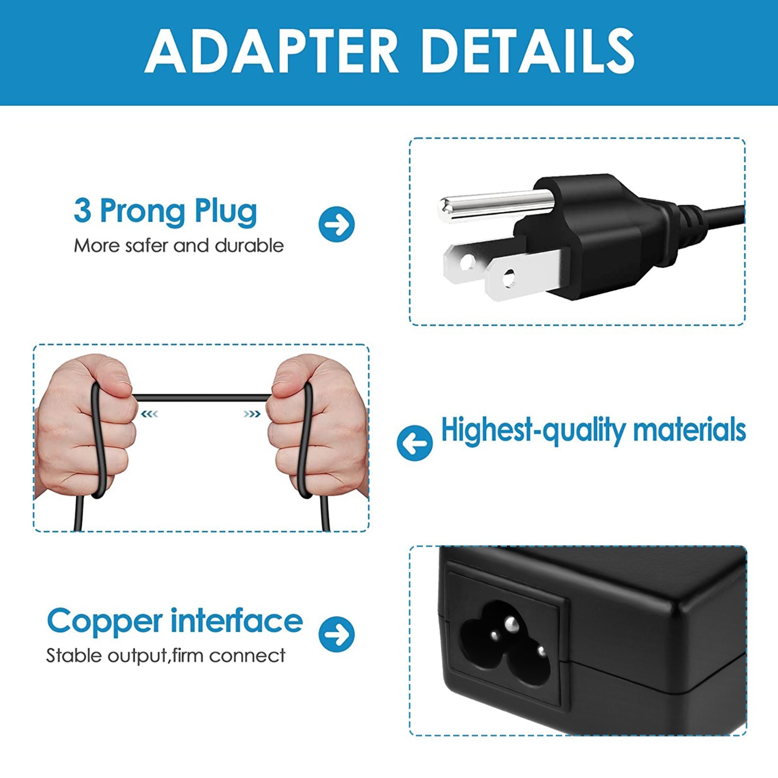 AC Adapter for 15v Toshiba Satellite M100-ST511 P100-ST721 M105-S3004 M45-S331