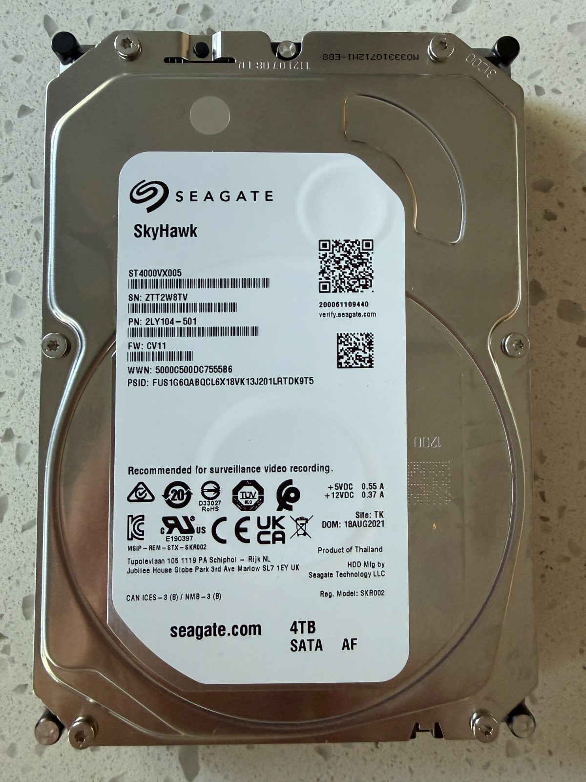 Seagate SkyHawk ST4000VX005 4TB 64MB Cache 5900Rpm Sata III 3,5” Zoll
