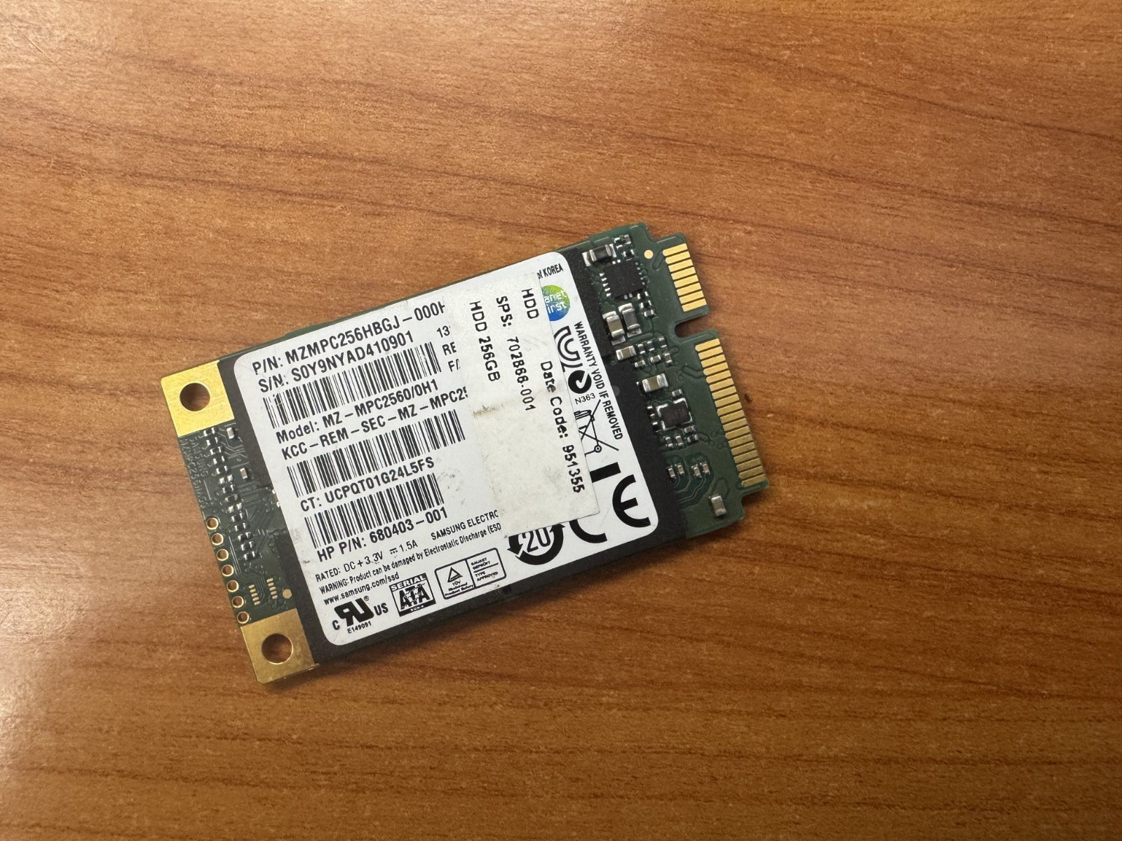 Samsung MZ-MPC2560/0H1 256GB mSATA SSD Solid State Drive HD40