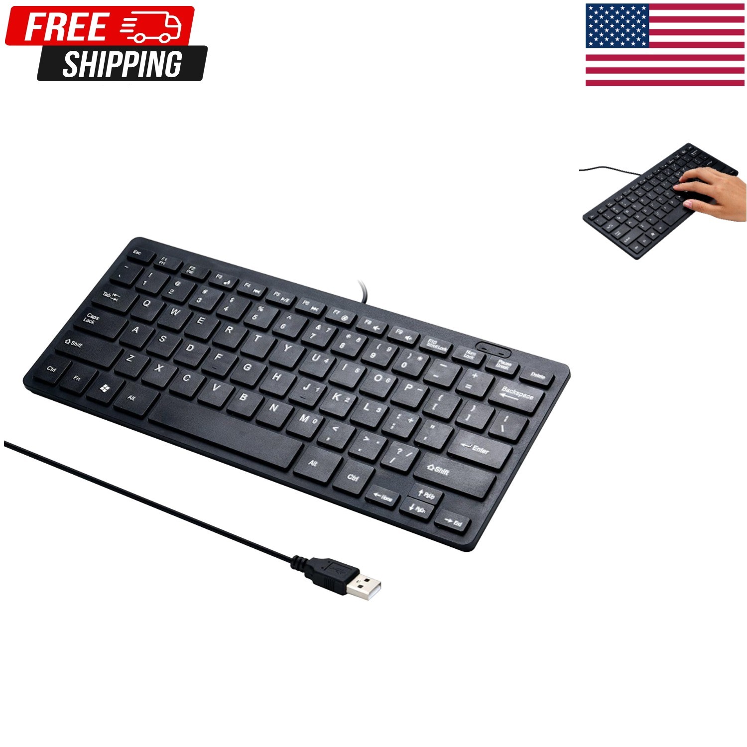 Mini Wired Keyboard, Full Size 78 Keys Keypad Small Portable Fi…