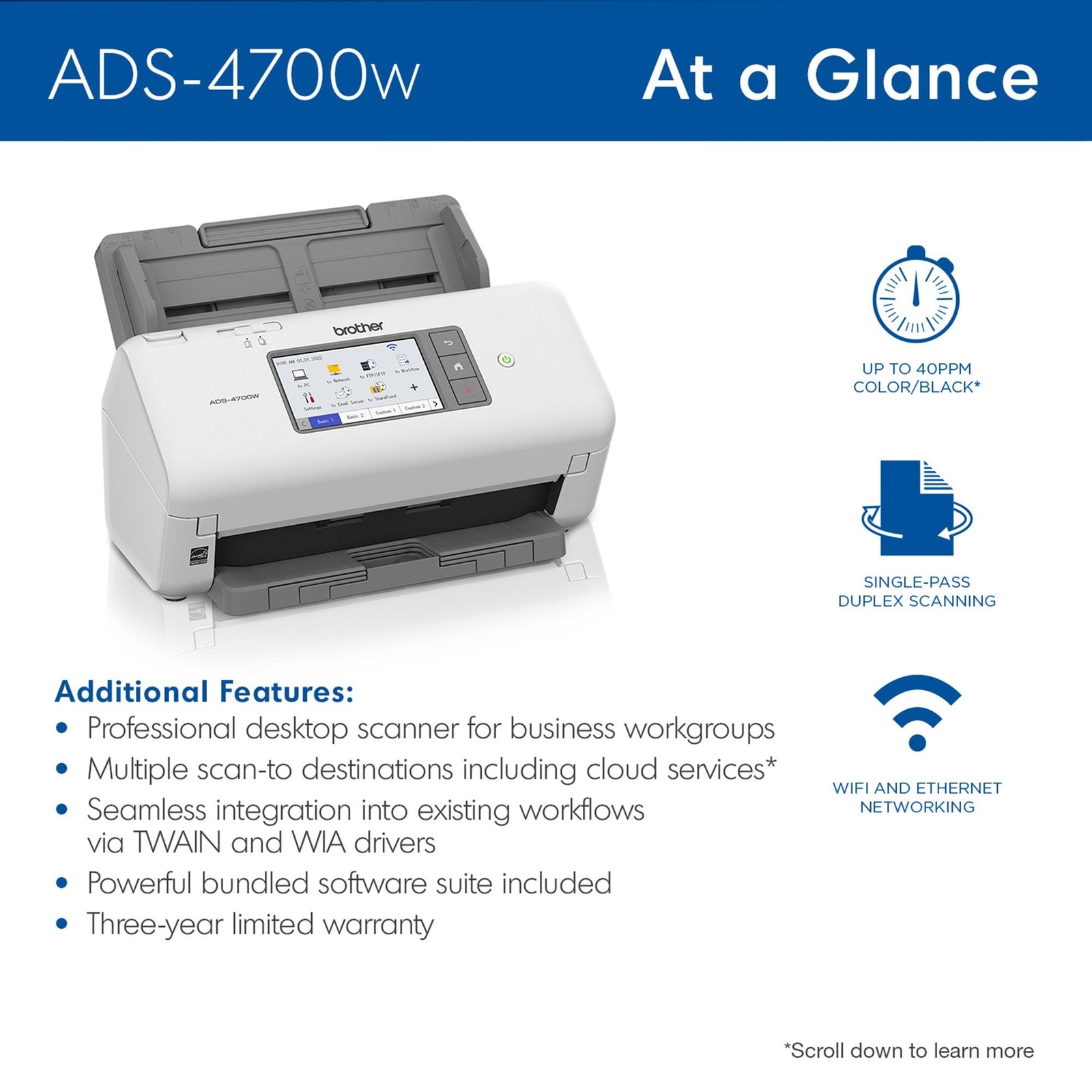 Brother Professional Desktop Scanner ADS-4700W