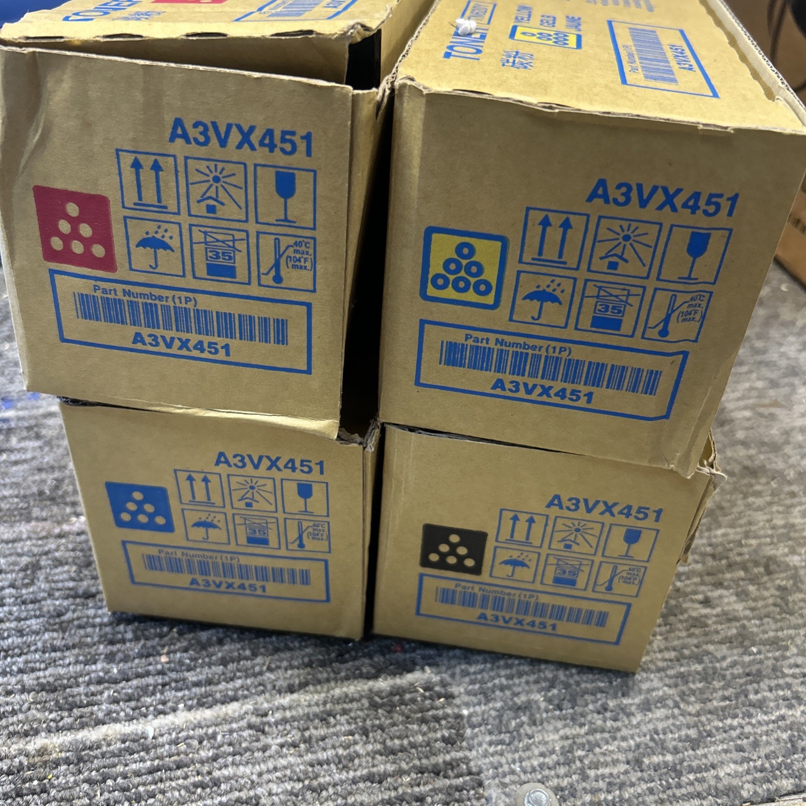 NEW Set Konica Minolta TN620 Full Set CMYK Toner A3VX131 A3VX231 A3VX331 A3VX431