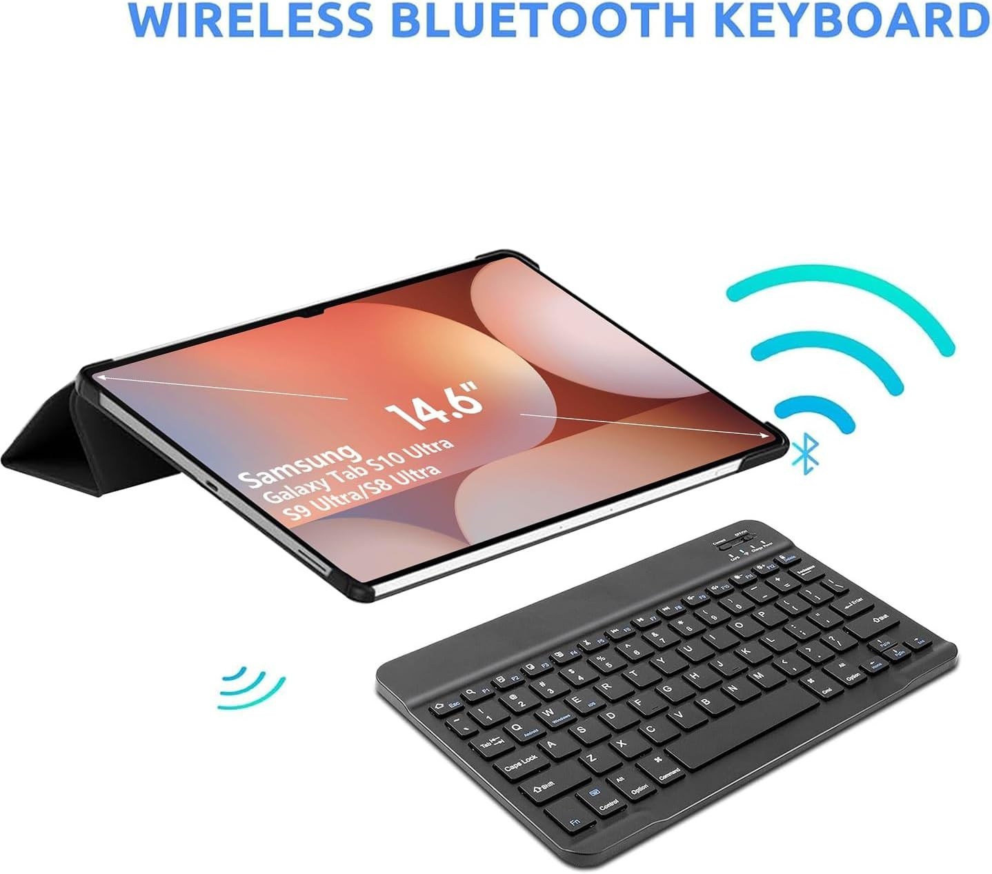 Case for Samsung Galaxy Tab S9 Ultra 14.6 inch, Backlit Detachable Keyboard, Bla