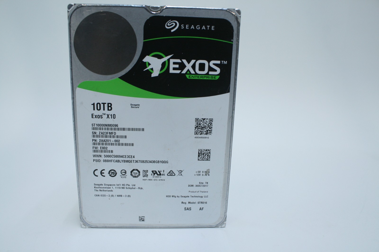 SEAGATE EXOS ENTERPRISE ST10000NM0096 10TB 7.2K 12GB/S 3.5″SAS HDD 2AA201-002 T7