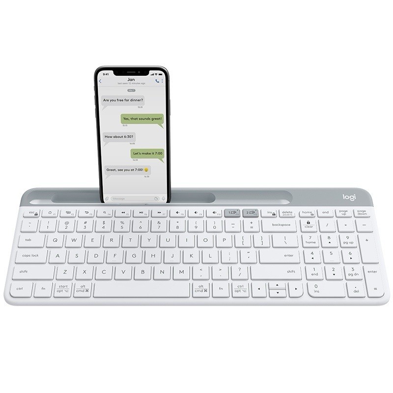 Logitech K585 Multi-Device Wireless Keyboard, Built-in Cradle for Device WHITE