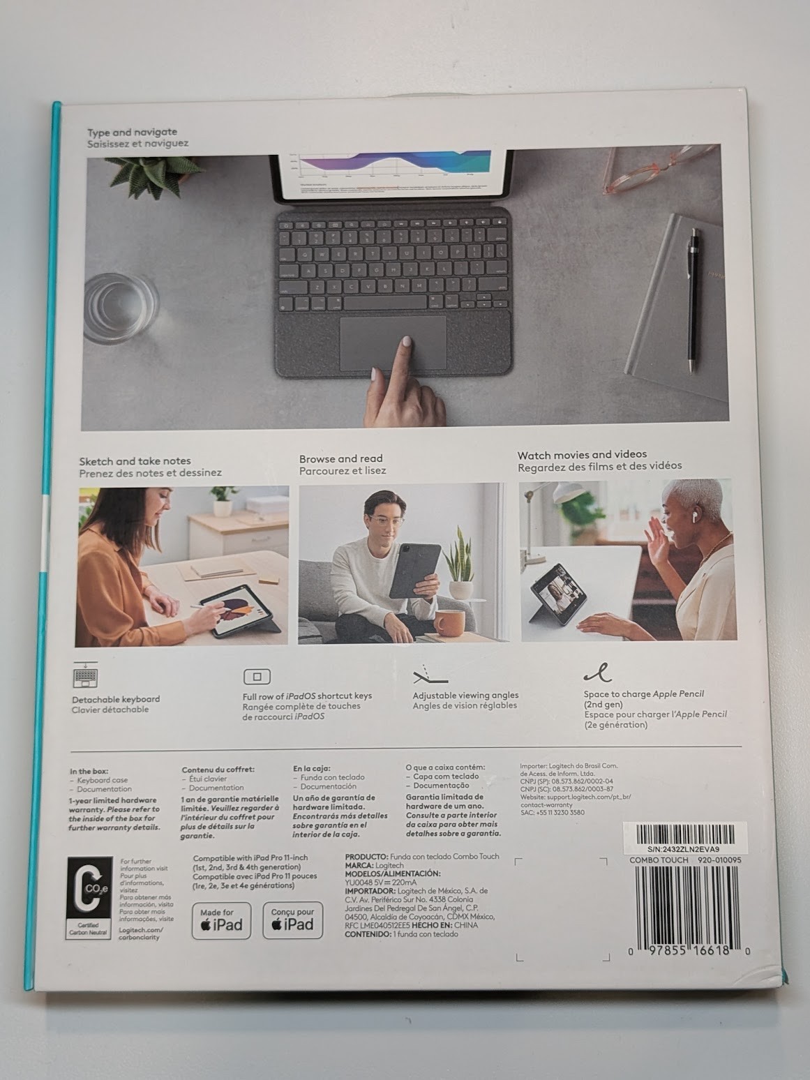 Logitech Combo Touch iPad Pro 11-inch 1st 2nd 3rd 4th Gen Keyboard Case Trackpad