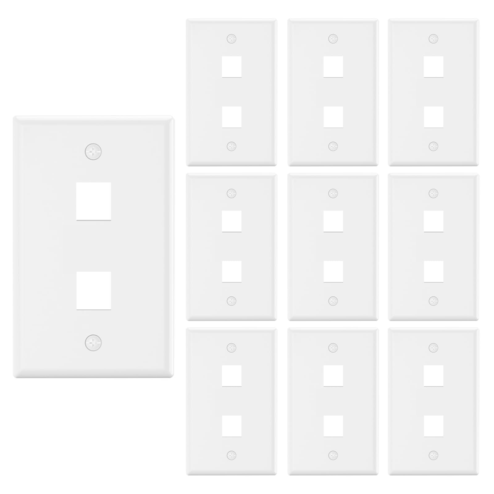 VCE 2 Port Keystone Wall Plate UL Listed 4.49 × 2.76 × 0.37 inches, White