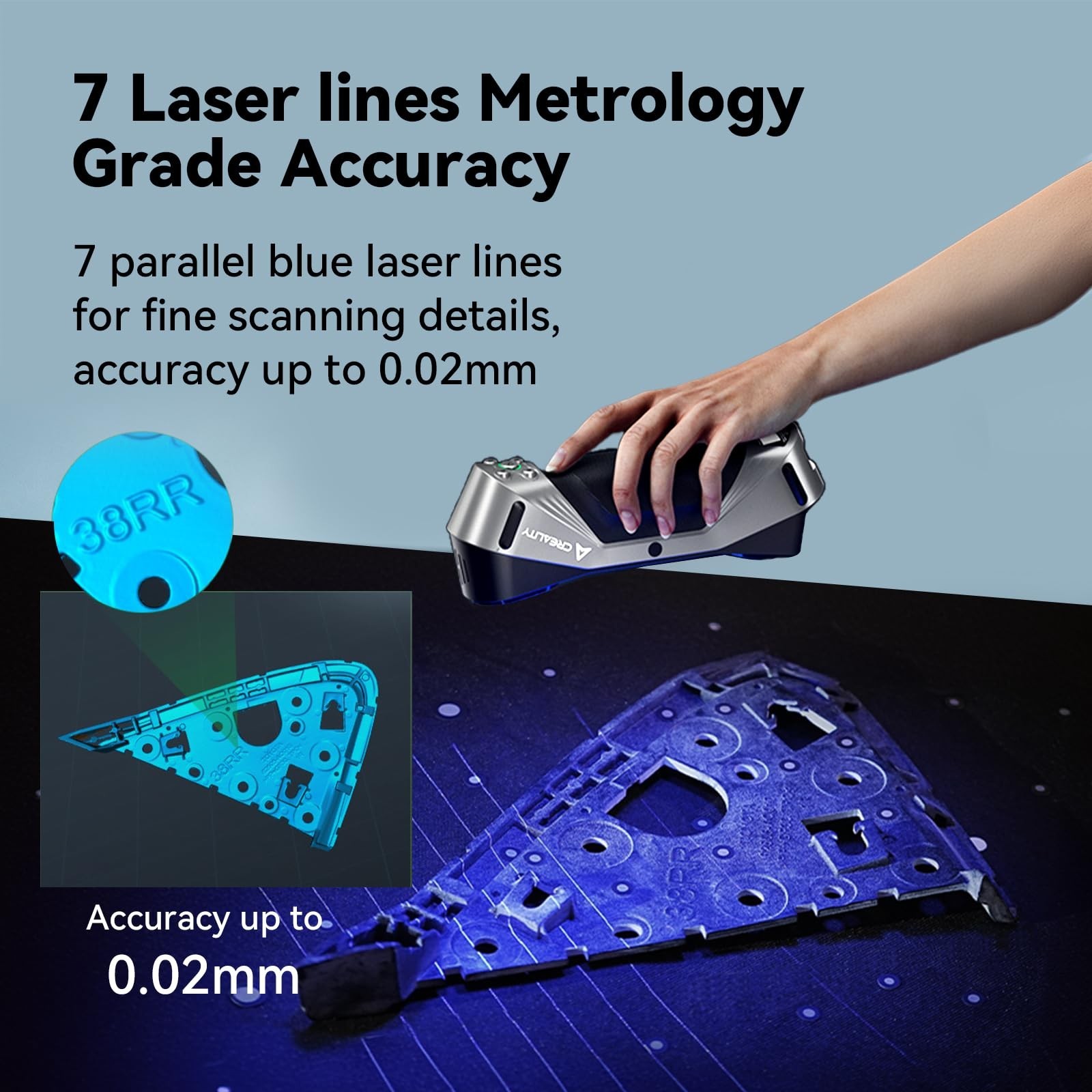 Creality Raptor 3D Scanner for 3D Printing, Multiple-line Blue Laser & NIR Ha…