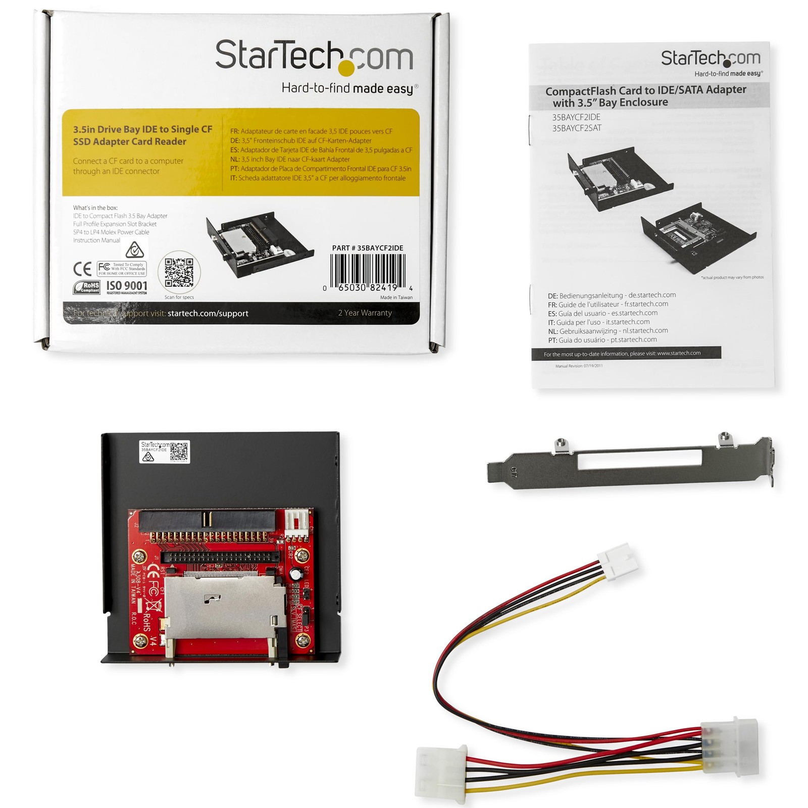 StarTech.com 3.5in Drive Bay IDE to Single CF SSD Adapter Card Reader