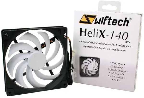 Swiftech Helix 140MM 9-Blade Z-Bearing Fan – 1500RPM