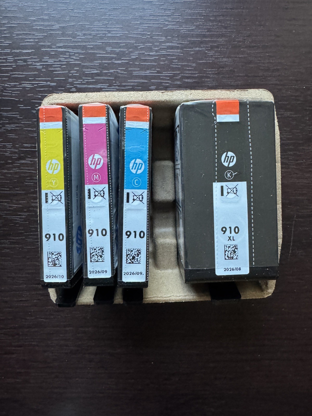 HP 910xl 910 Black/Cyan/Magenta/Yellow 4-Pack Inkjet Cartridges Exp Sep 2026 NOB