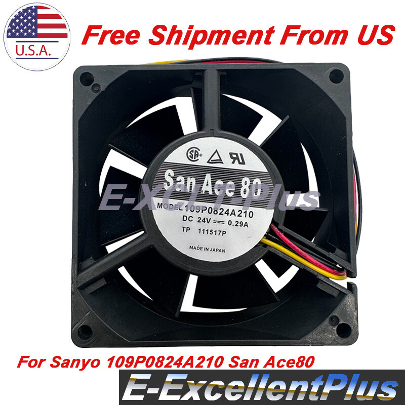 24V 0.29A 80*80*32mm For Sanyo 109P0824A210 San Ace80 Double Ball Cooling Fan