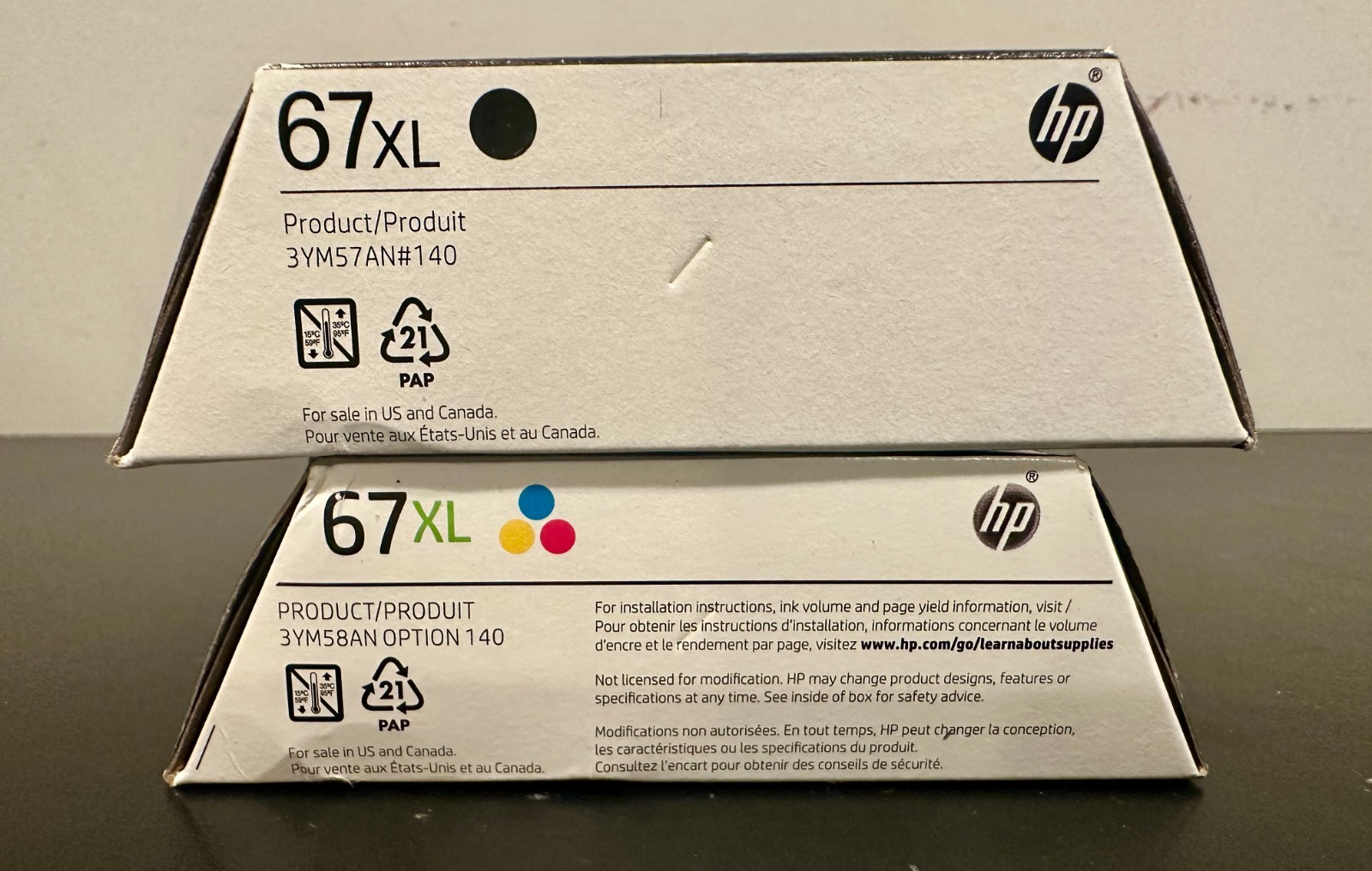 HP Genuine 67XL Black & Tri-Color Ink Cartridge EXP 11/26, 07/27 *NEW IN BOX*