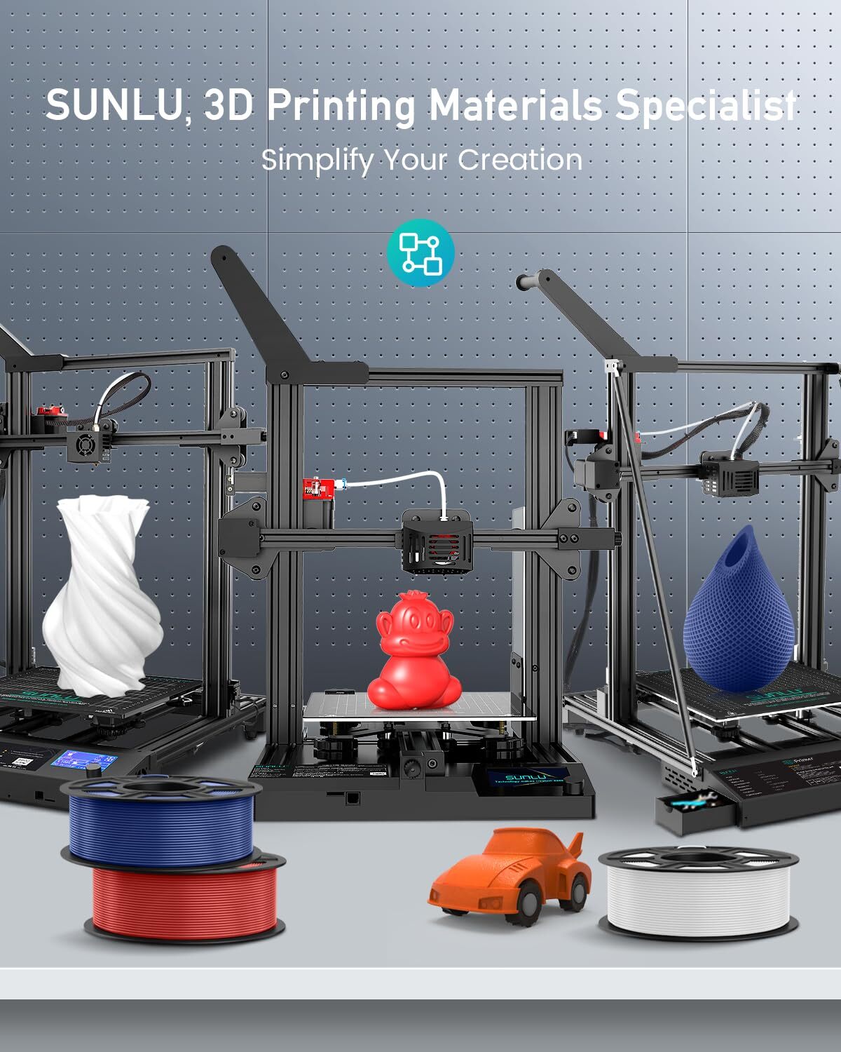 SUNLU PLA PLA+ PETG SILK ABS TPU 3D Printer Filament 1.75mm 1KG/0.25KG Non-toxic