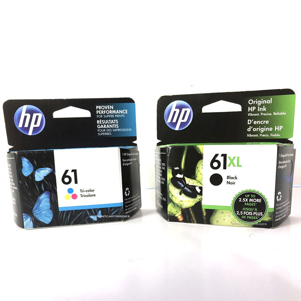 HP 61XL Black and 61 Regular Color Cartridge Genuine Set