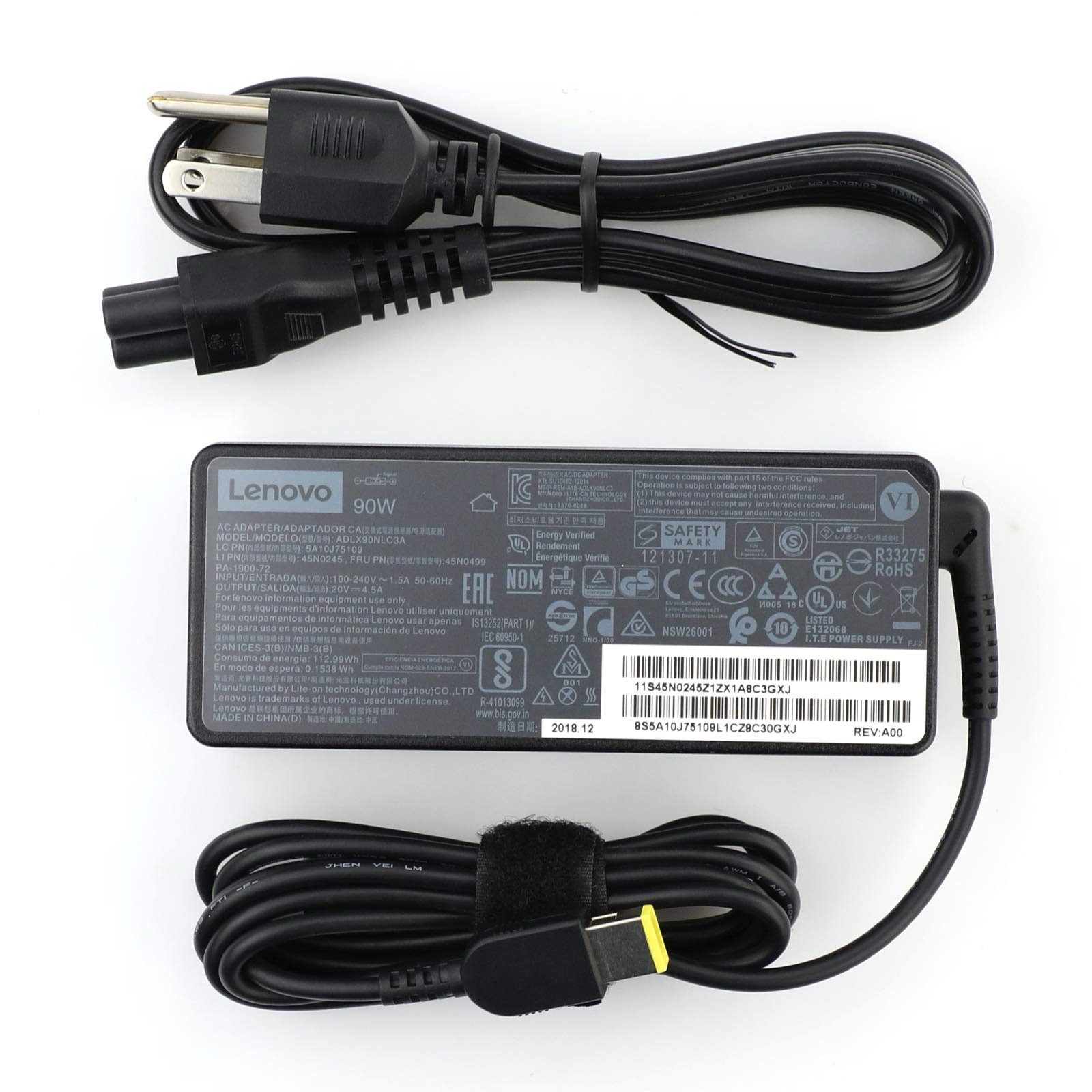 Genuine Lenovo 90W Laptop AC Adapter Charger Power Supply 20V 4.5A Square Tip