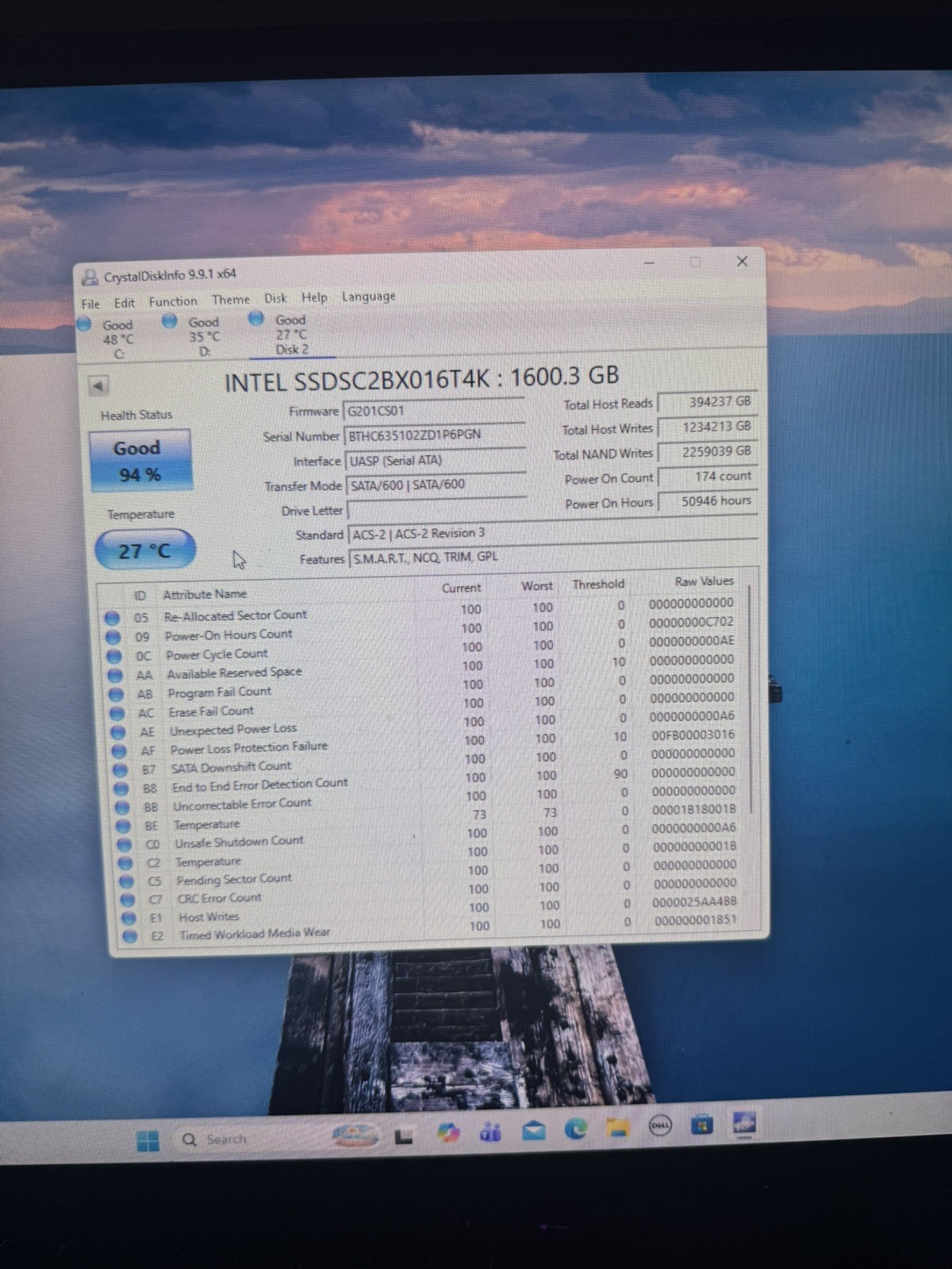 Intel DC S3610 1.6TB Enterprise SATA SSD SSDSC2BX016T4K 2.5″ 6Gb/s MLC 3 DWPD