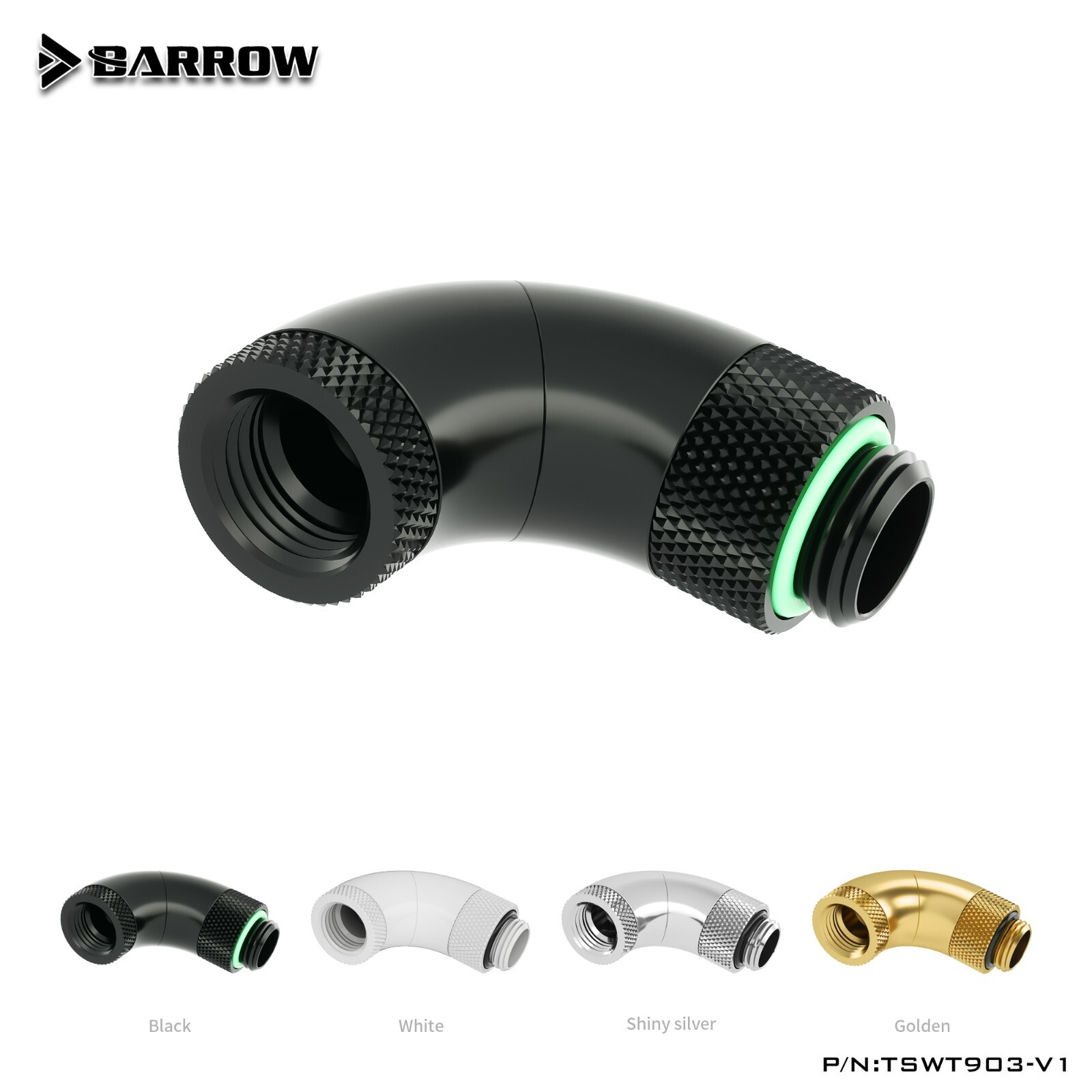 Barrow G1/4″ 90° Snake Triple Rotary Adapter 90 Degree Fitting Male to Female