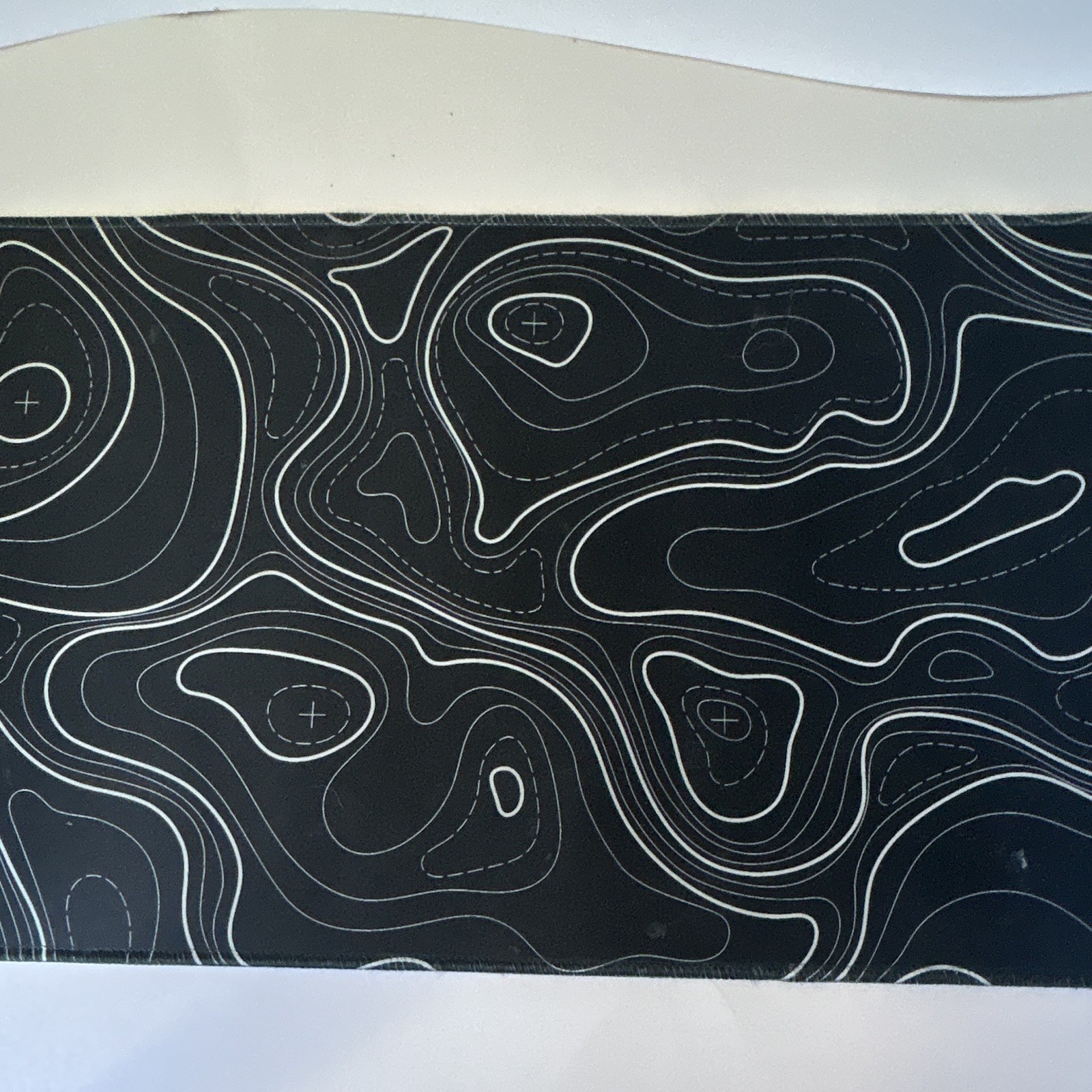 Black Patterned Mouse Pad Desk Mat Non-Slip Fabric Topographic Line Design