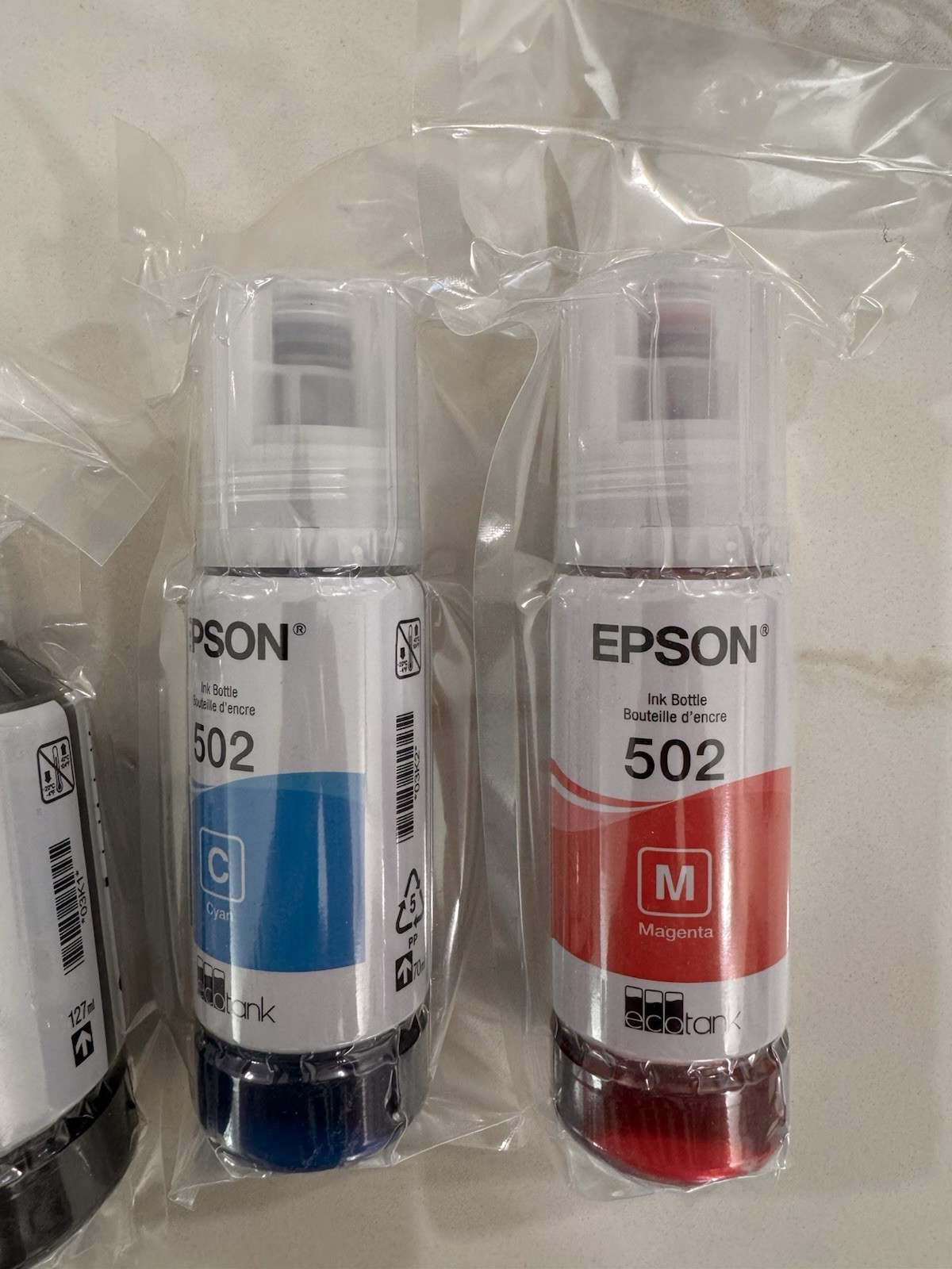Genuine Epson 502 EcoTank Ink Bottle Set Full Color Combo 4 Pack