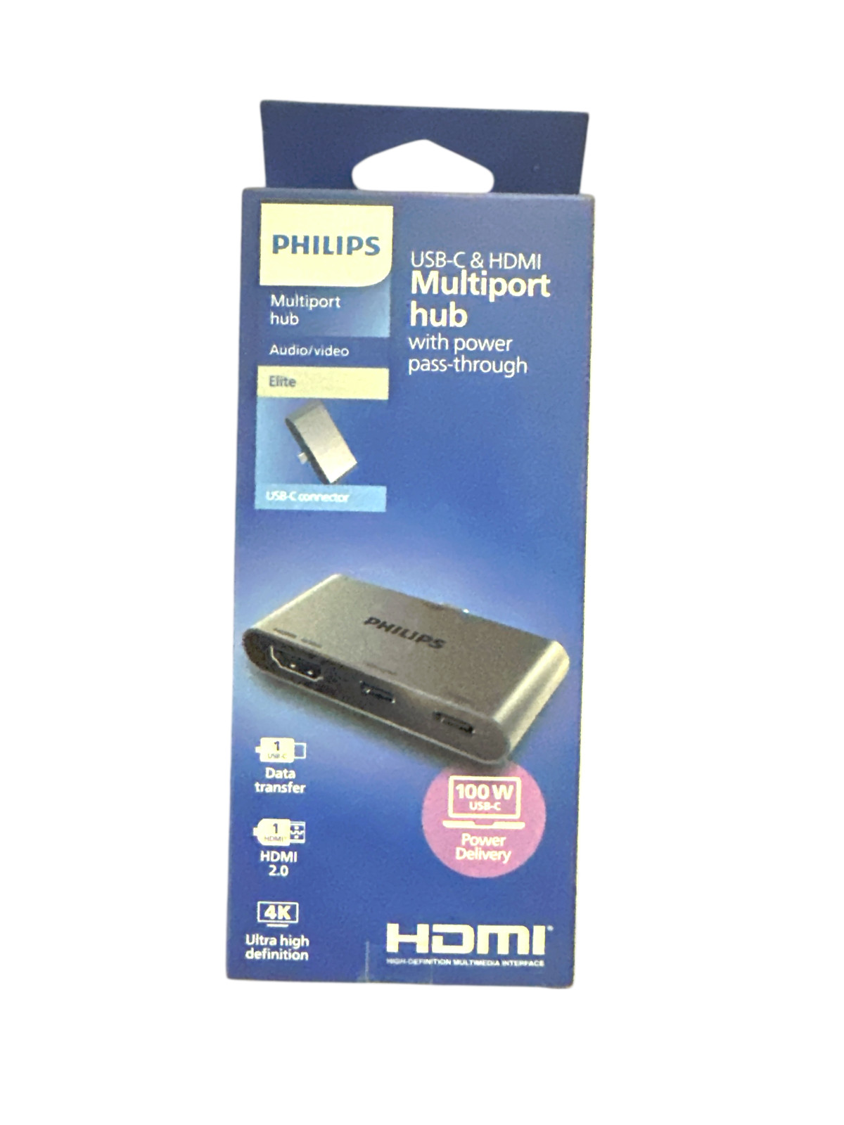 Philips USB-C Multiport Hub, 4K HDMI Display, 10bps 2 5Gbps USB-A Data SWL3303M