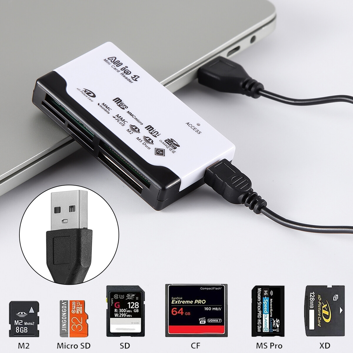 Multi All-in-1 USB 2.0 Memory Card Reader Adapter For Micro SD TF SDHC MS M2 PRO