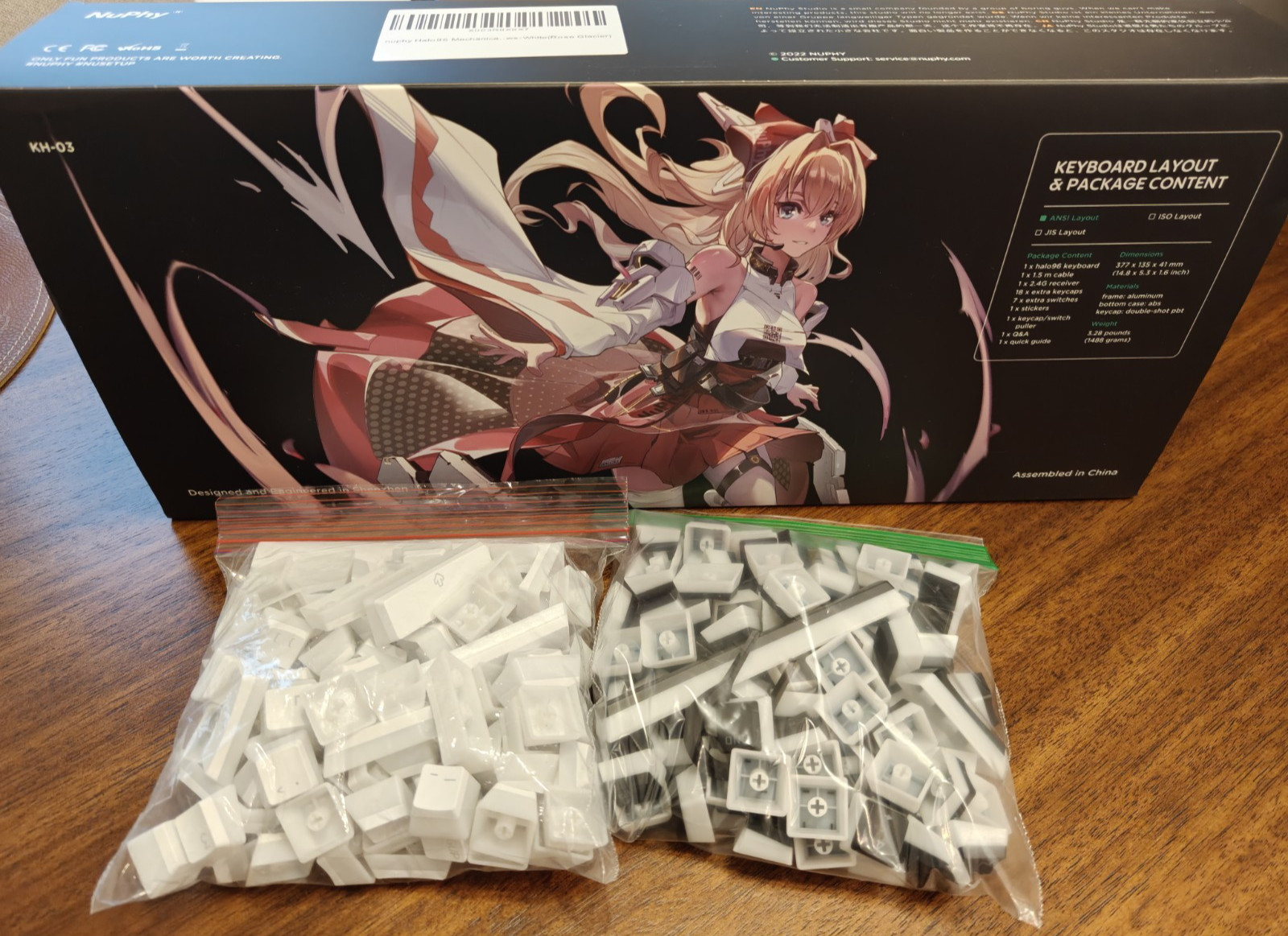 NuPhy Halo96 Mechanical Keyboard Rose Glacier Switches + HyperX Pudding Keycaps
