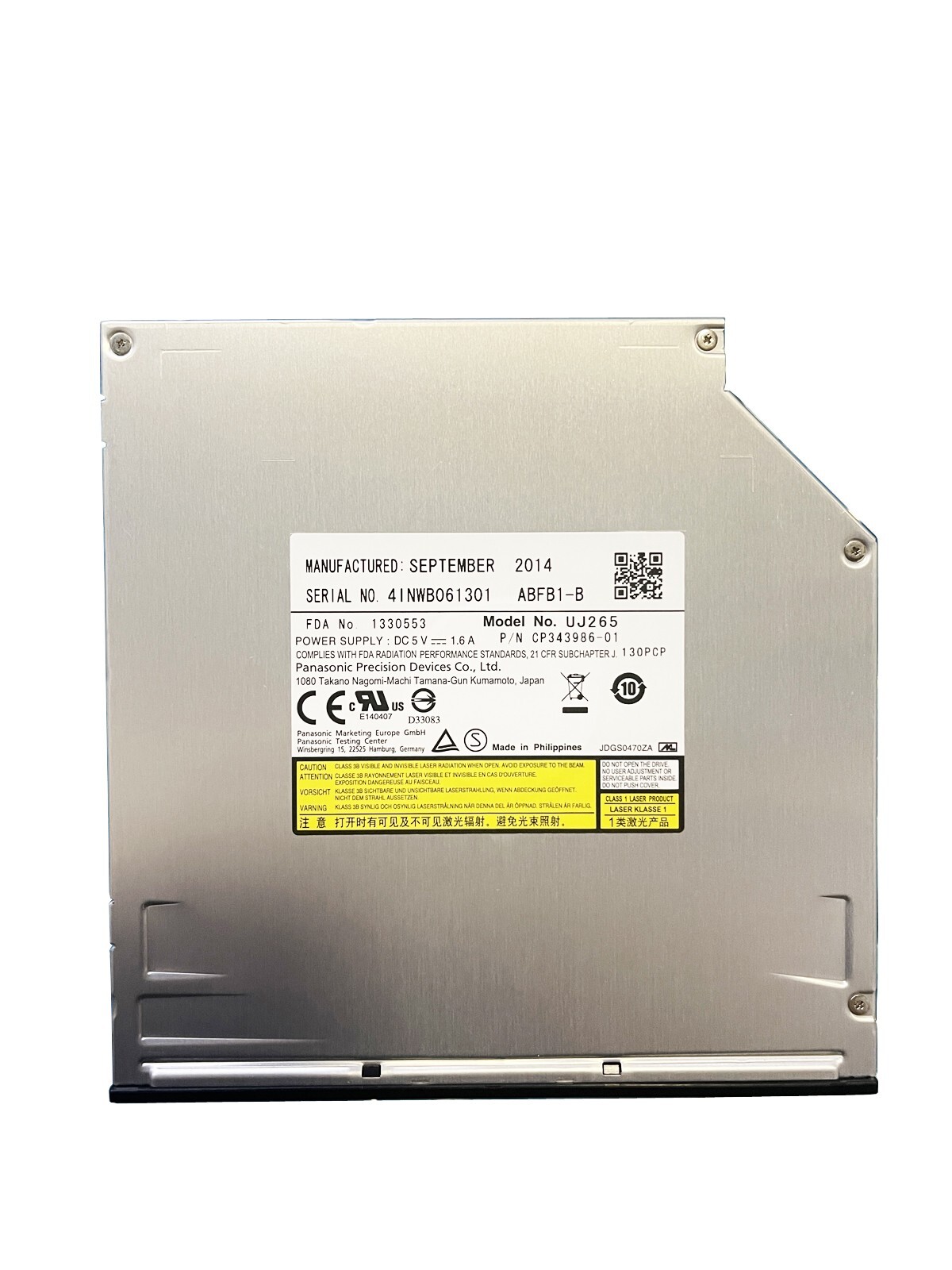 UJ265 Slot Load Blu-ray Burner Optical Drive Player 12.7mm SATA
