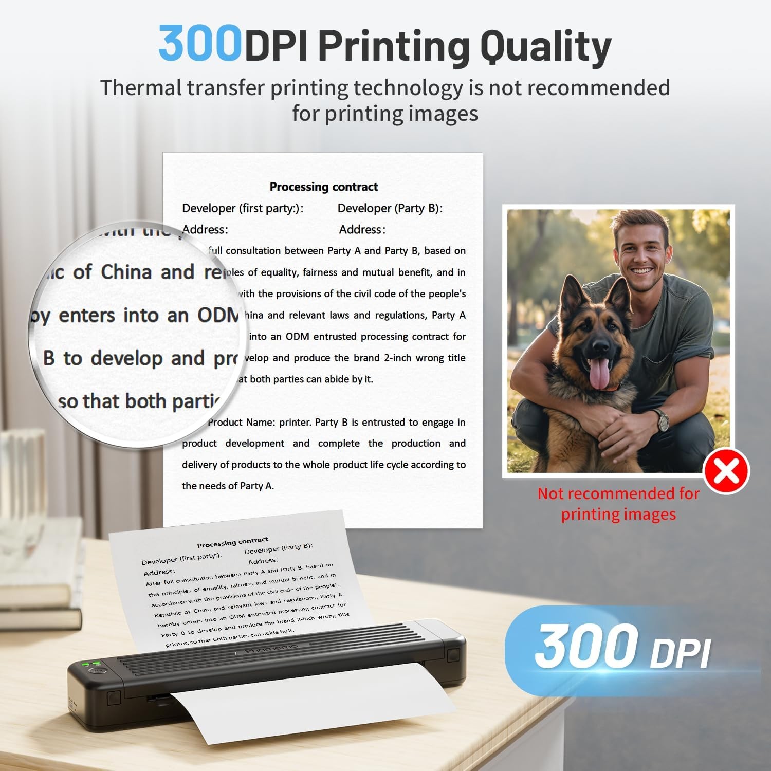 Phomemo P831 Wireless Portable A4 Bluetooth Printer For 8.5” x 11” US Letter