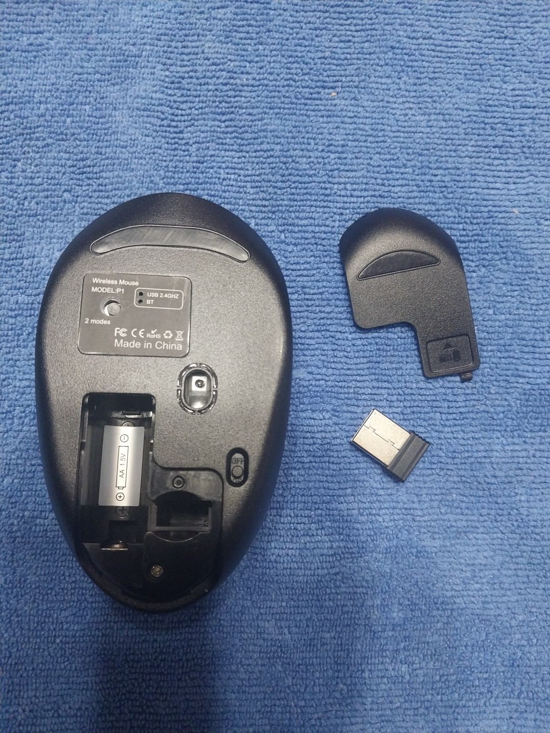 Wireless Slim Mouse For Laptop/PC Usb 2.4 GHZ/BT Model P 1 Black Silver