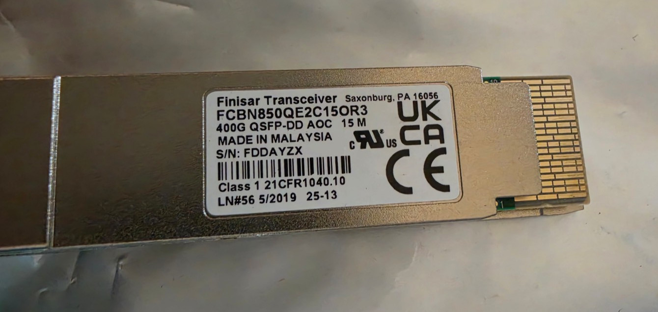 Finisar Active Optical Transceiver Module Cable 400G 15m 49ft AOC QSFP-DD 400GBE