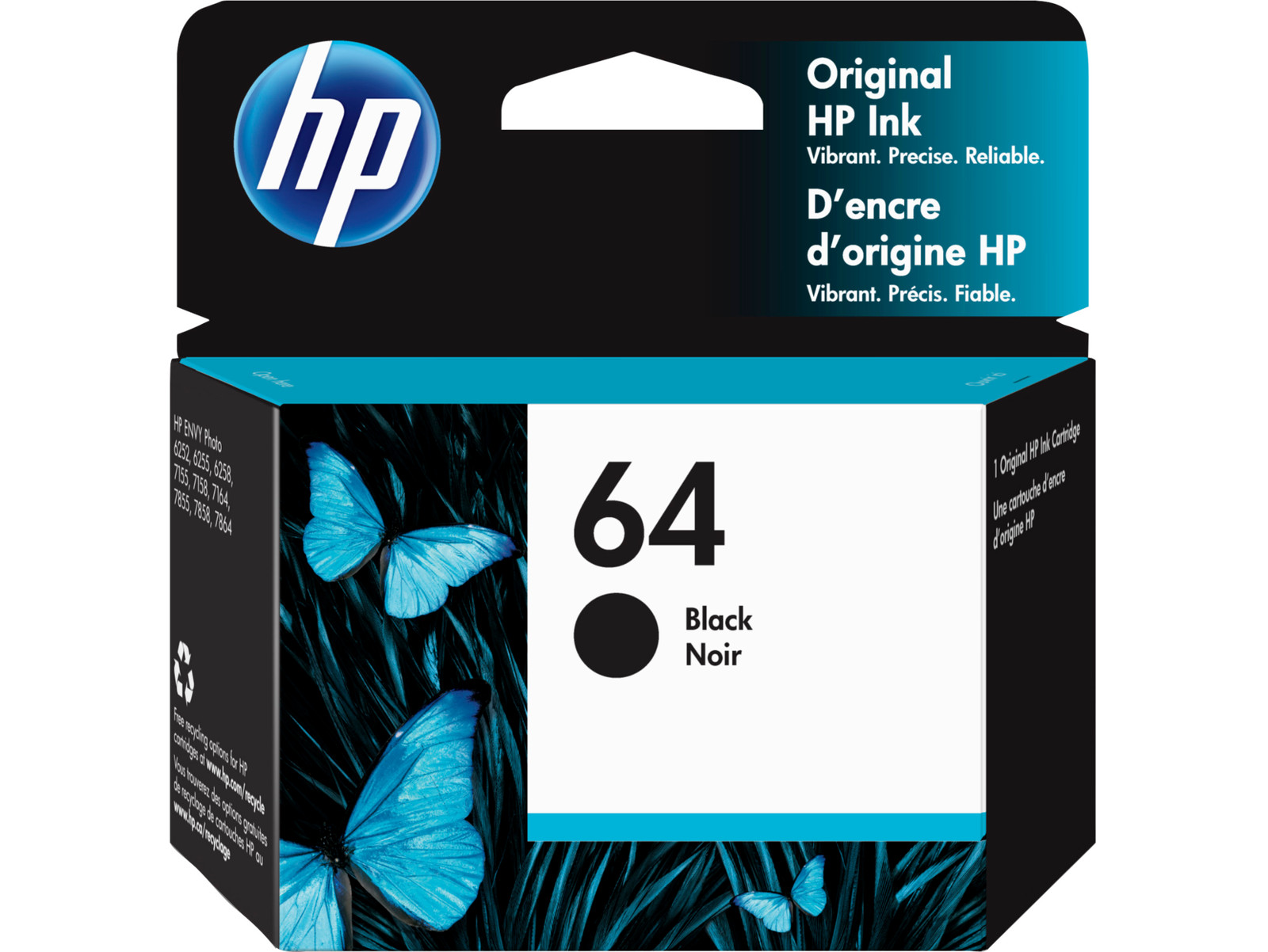 HP 64 Black Original Ink Cartridge, ~200 pages, N9J90AN#140