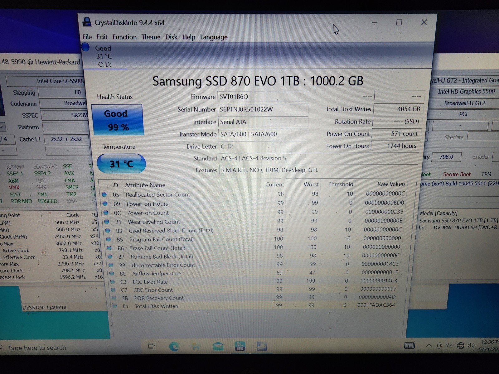 HP Envy Notebook 14 i7-5500u @2.40ghz 1TB SSD 16GB RAM 14t-u200 W10home READ!