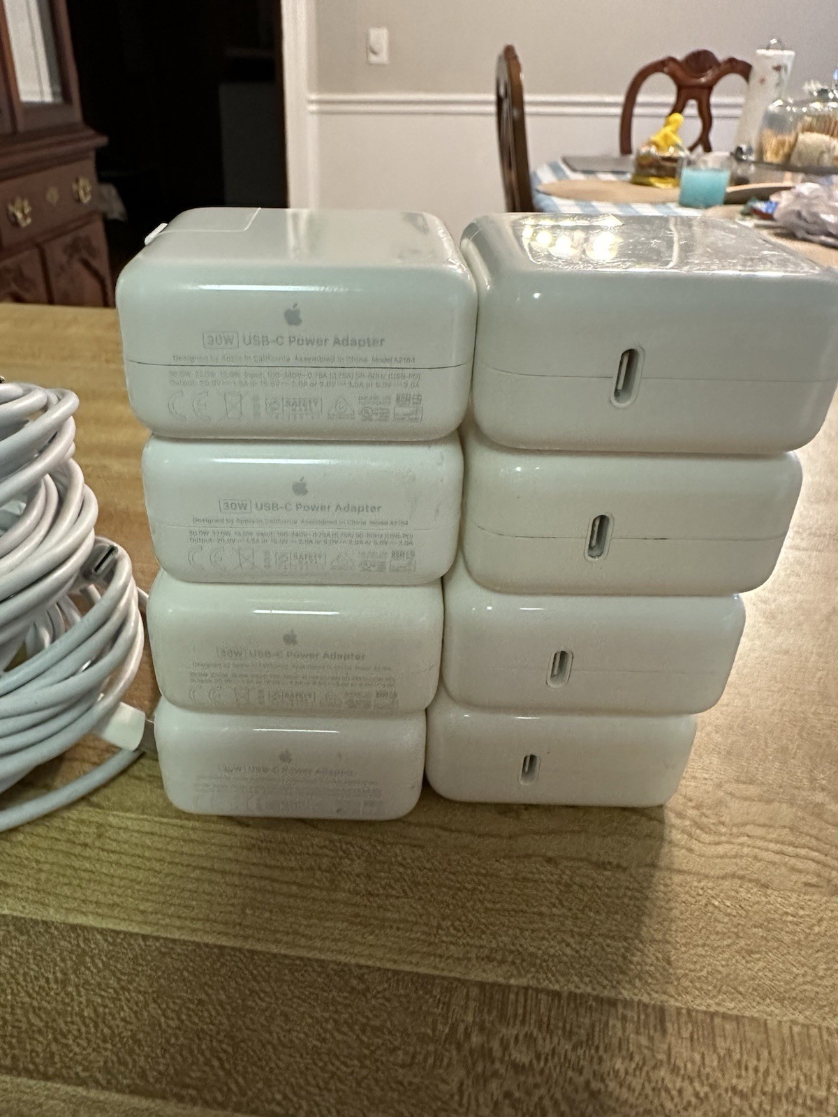 Lot 8 Original Apple 30W USB-C A1882 With USB-C Cable Charger 2M for Laptop/iPad