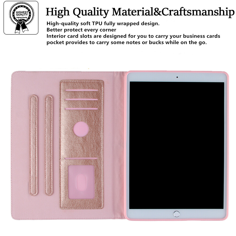 For Apple iPad 10.2″ 9th 8th 7th Generation Mini Flower Embossed TPU Case Cover