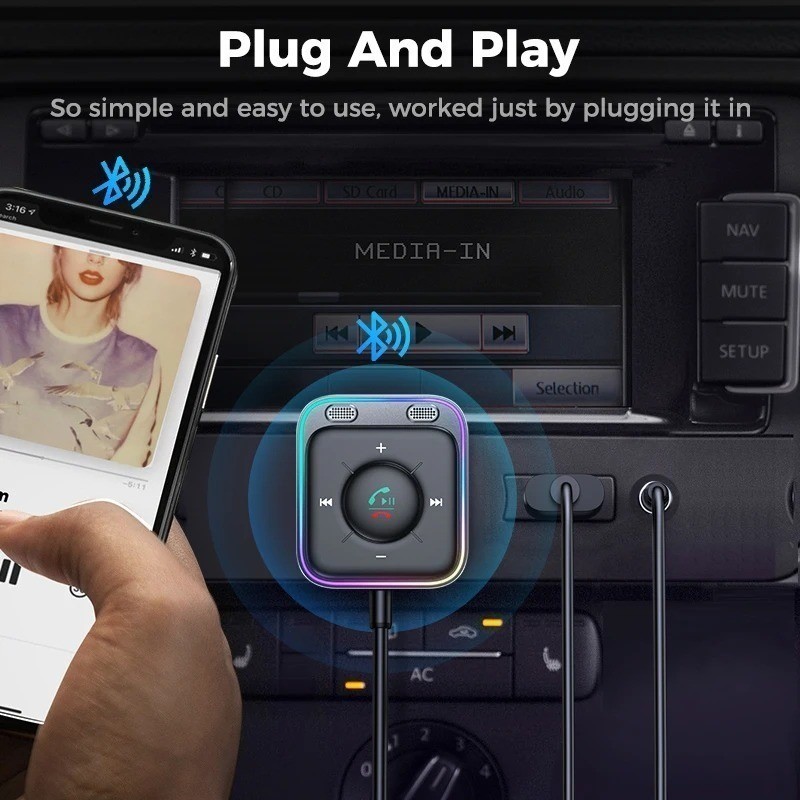 JOYROOM Bluetooth 5.4 AUX Car Adapter[2025 Upgrade] [Stronger Dual Mics& Noise C
