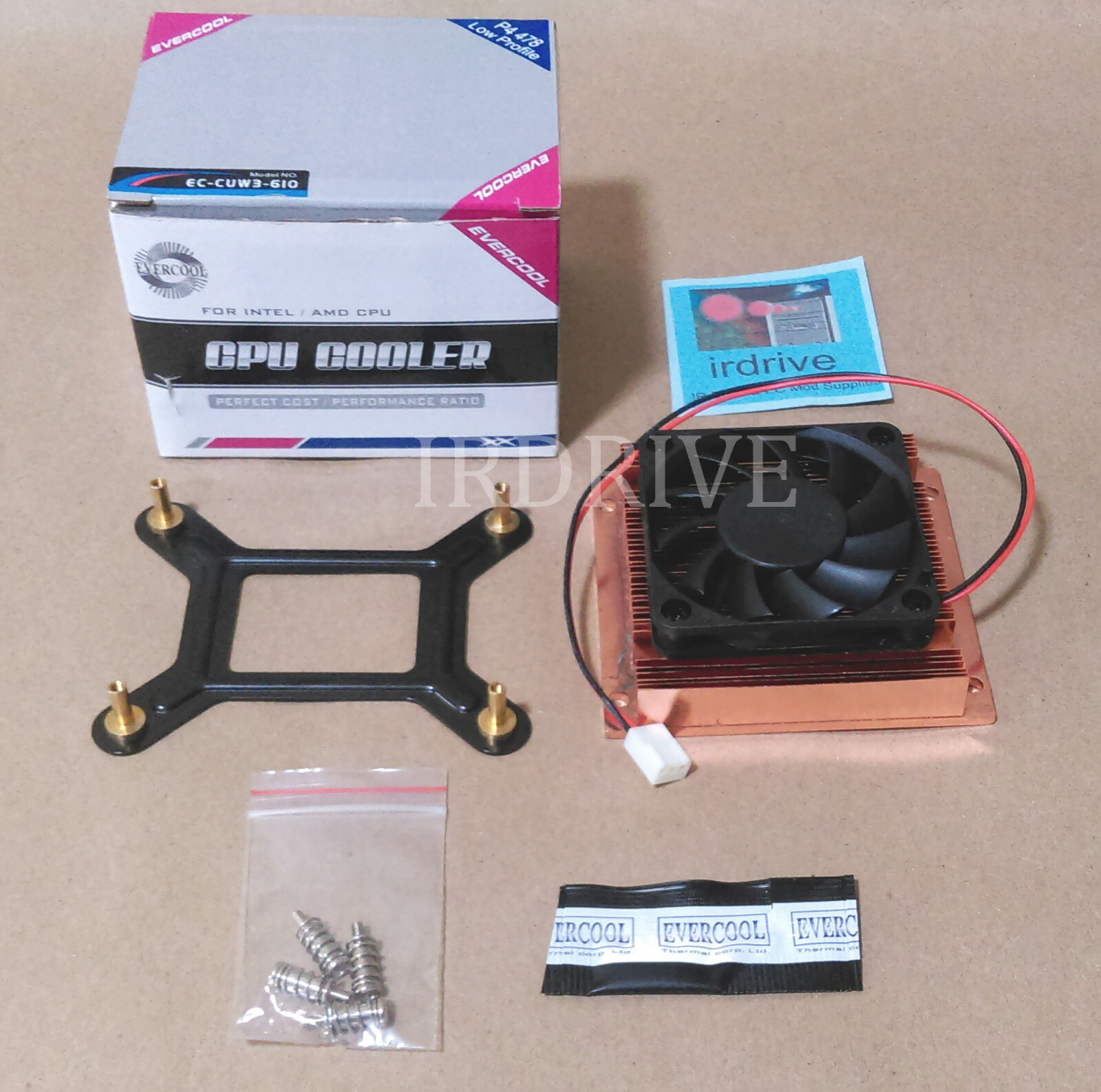 EverCool Low Profile 1U/2U Intel P4 Socket 478 Server Copper Heatsink CPU Cooler