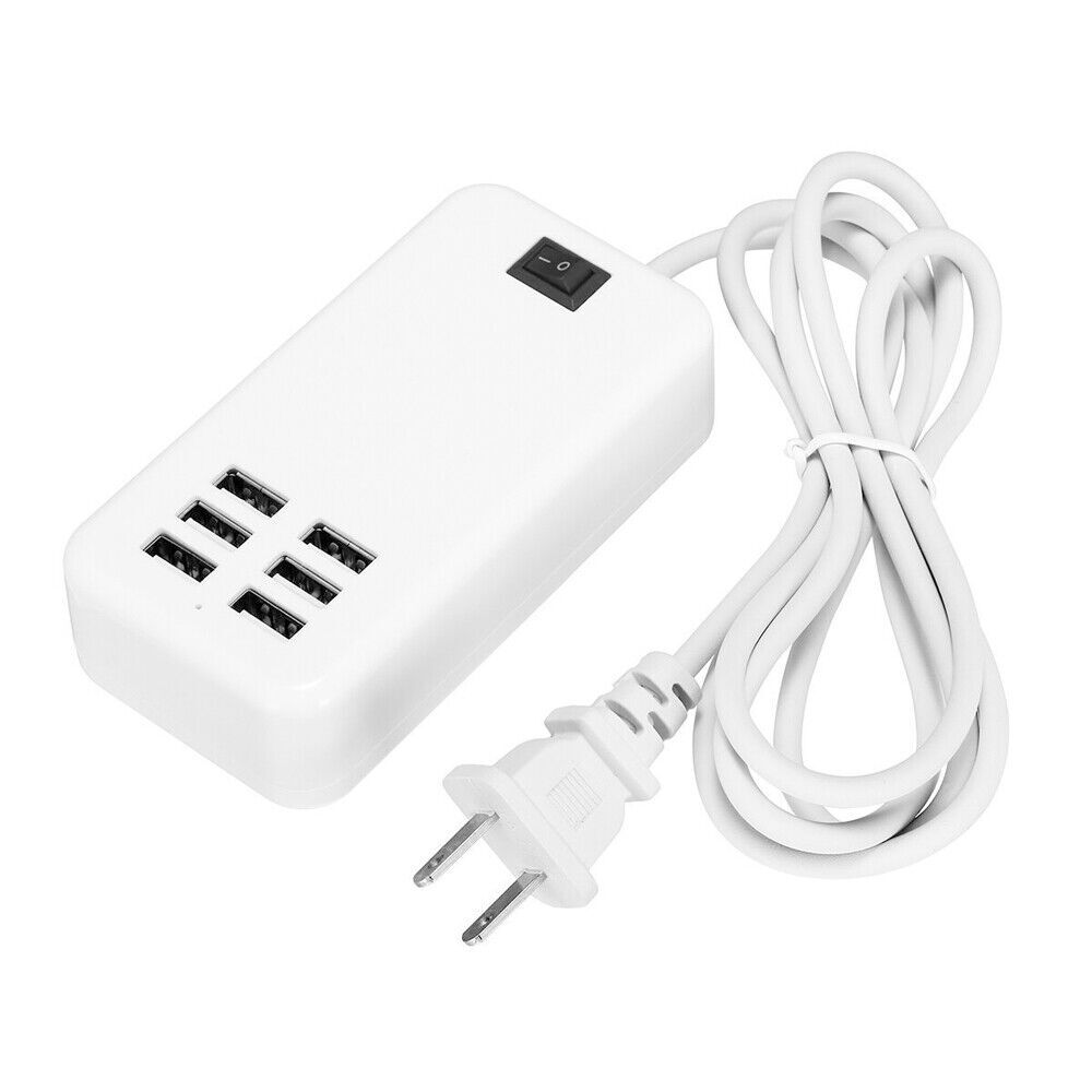 6 Port USB Hub Fast Wall Charger Station Multi-Function AC Power Adapter Desktop