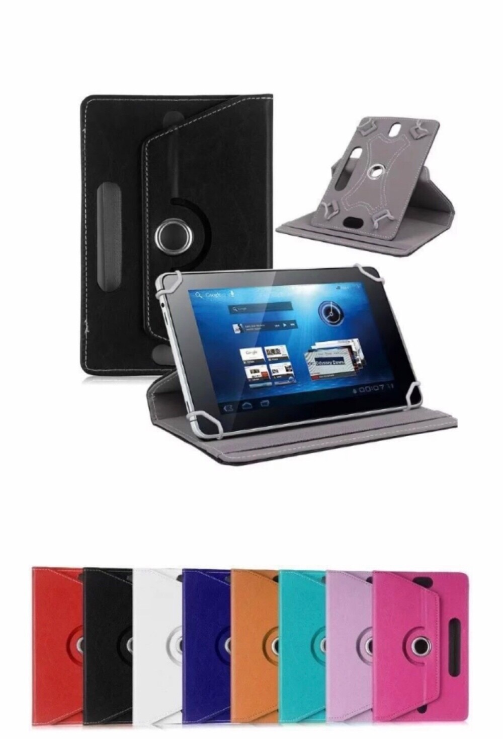 360° Folio Leather Case Cover For Universal Android Tablet PC 7″ 8″ 9″ 10″ 10.1″