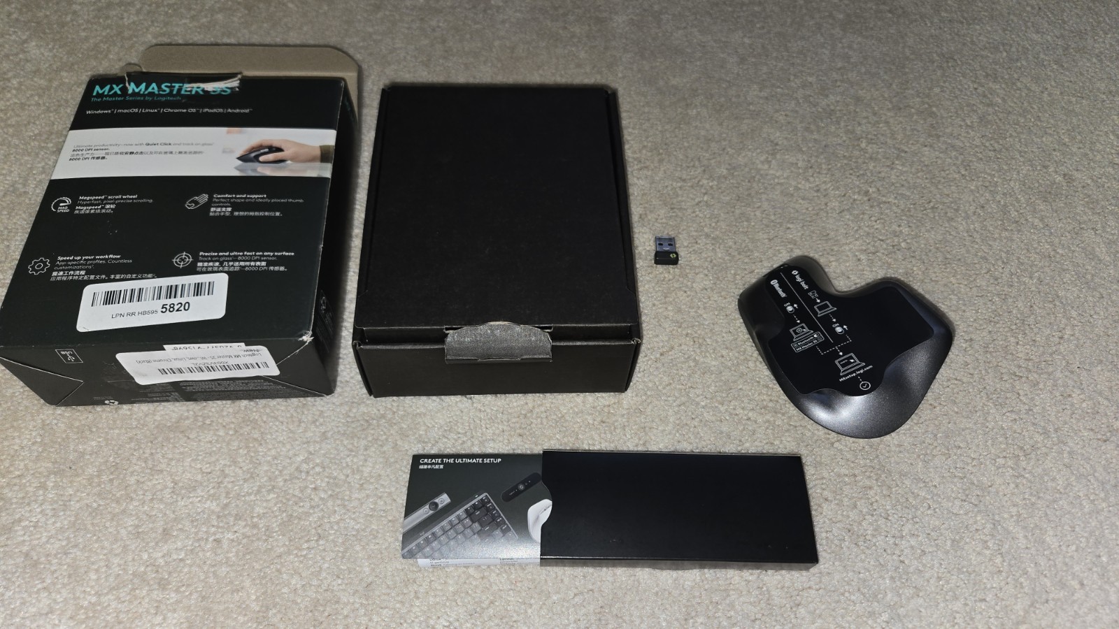 Logitech MX Master 3S Bluetooth + Receiver Dongle; Fast Scrolling 8K DPI PC/Mac