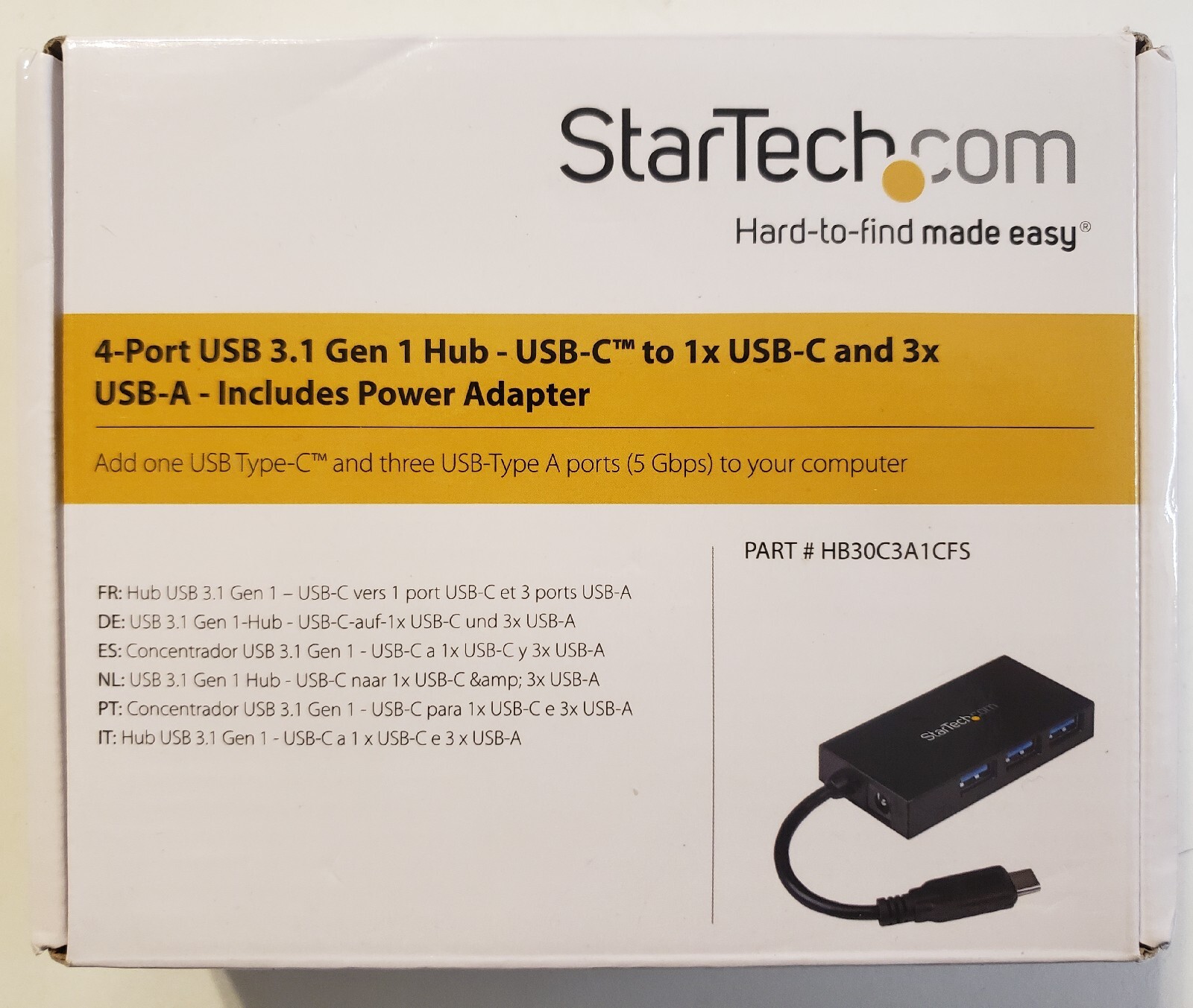 Star Tech 4Port USB 3.1 Gen 1 Hub-USB-C To 1x USB-C and 3x USB-A