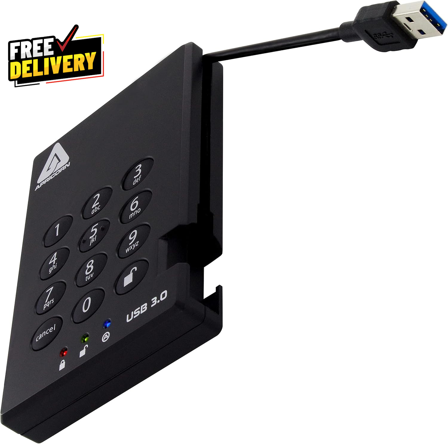 2TB Aegis Padlock USB 3.0 256-Bit AES XTS Hardware Encrypted Portable External..