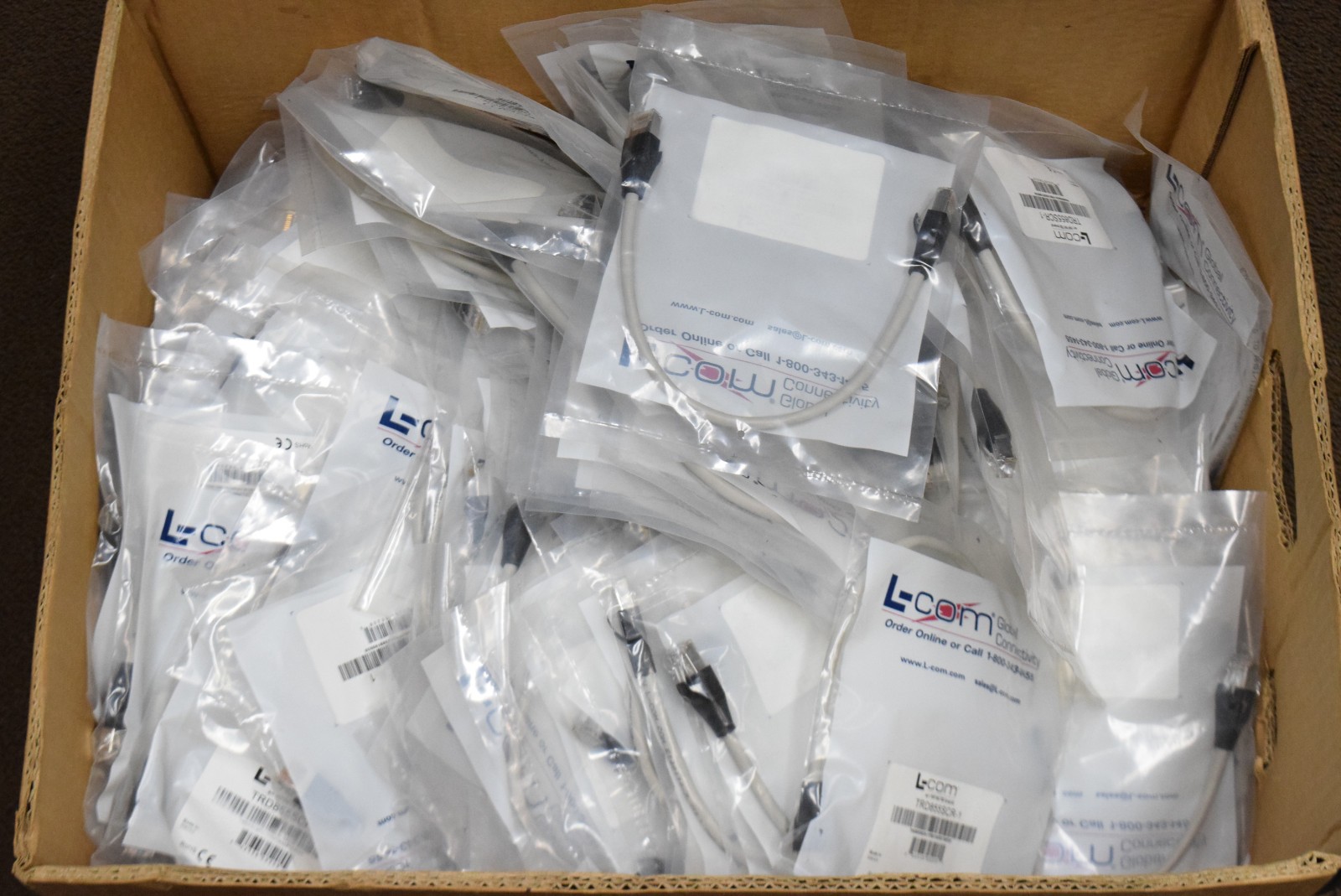 Lot 160pcs L-Com Clarity CAT5e Modular Ethernet Patch Cord Cable 1 ft Gray