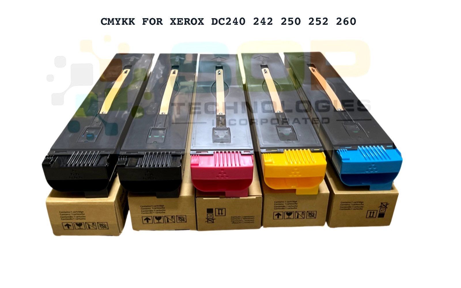 5 pc. Toner Cartridge set for Xerox DC250 7665 250 Docucolor 240 242 260 CMYKK