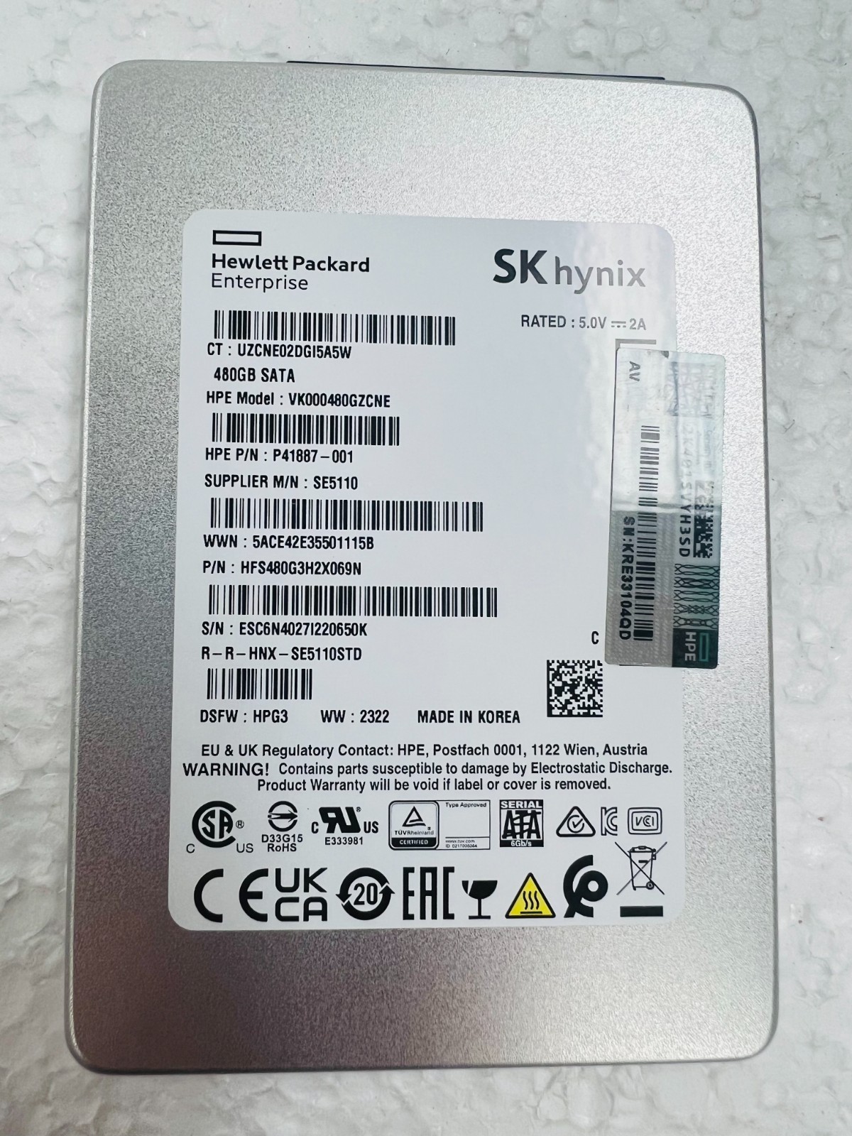 SSD 480GB 2.5″ SATA SK hynix HFS480G3H2X069N HPE VK000480GZCNE P41887-001