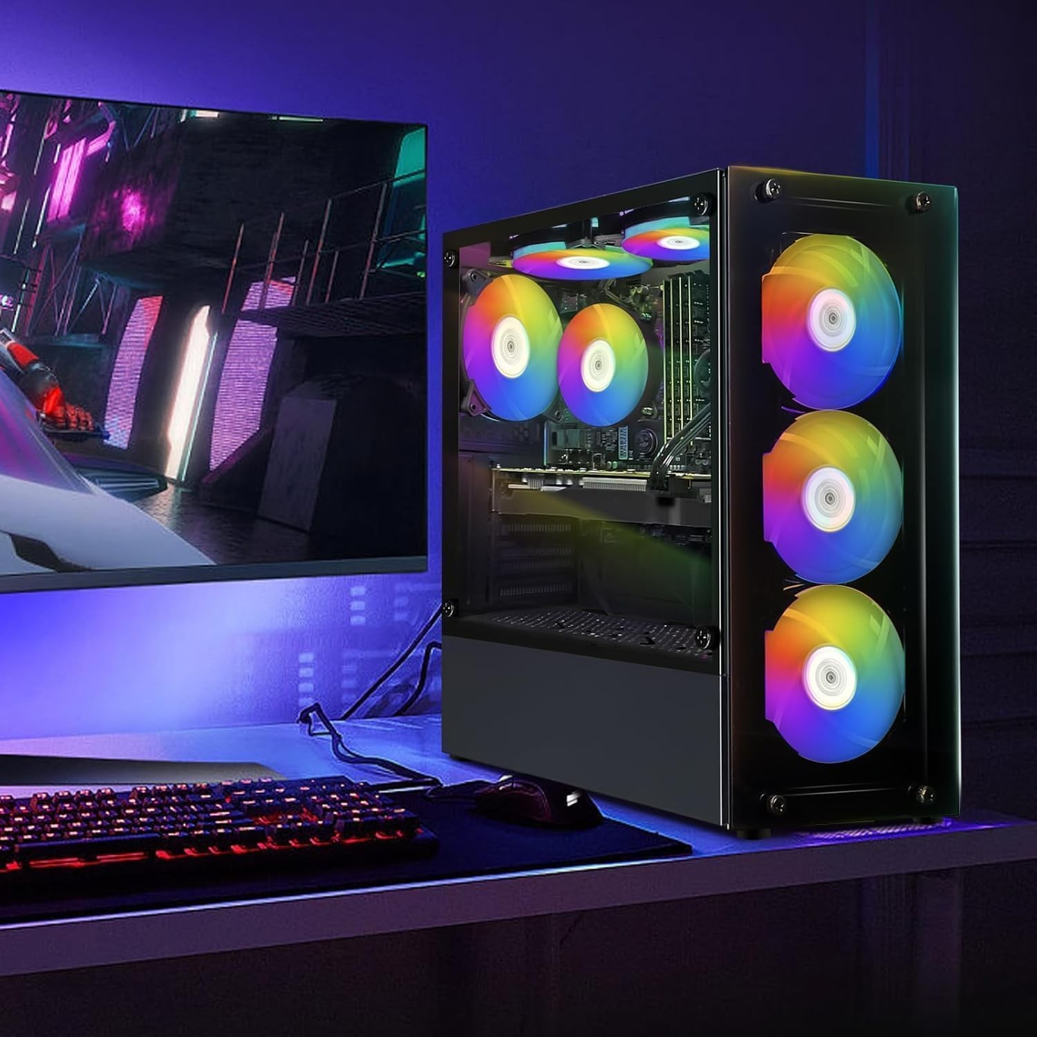 STGAubron Gaming PC Desktop Computer,Core i7 up to 3.9G,GTX 1660S,32G,1T,W11H
