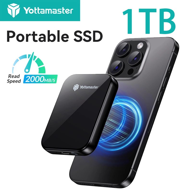 1 2TB Magnetic External SSD Up To 2000MB/s USB3.2 4K ProRes HDR For iPhone16/15